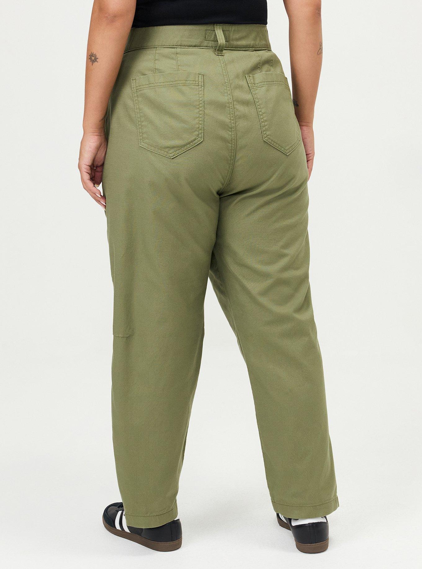 High-Rise Lightweight Canvas Barrel Pant, OLIVINE, alternate