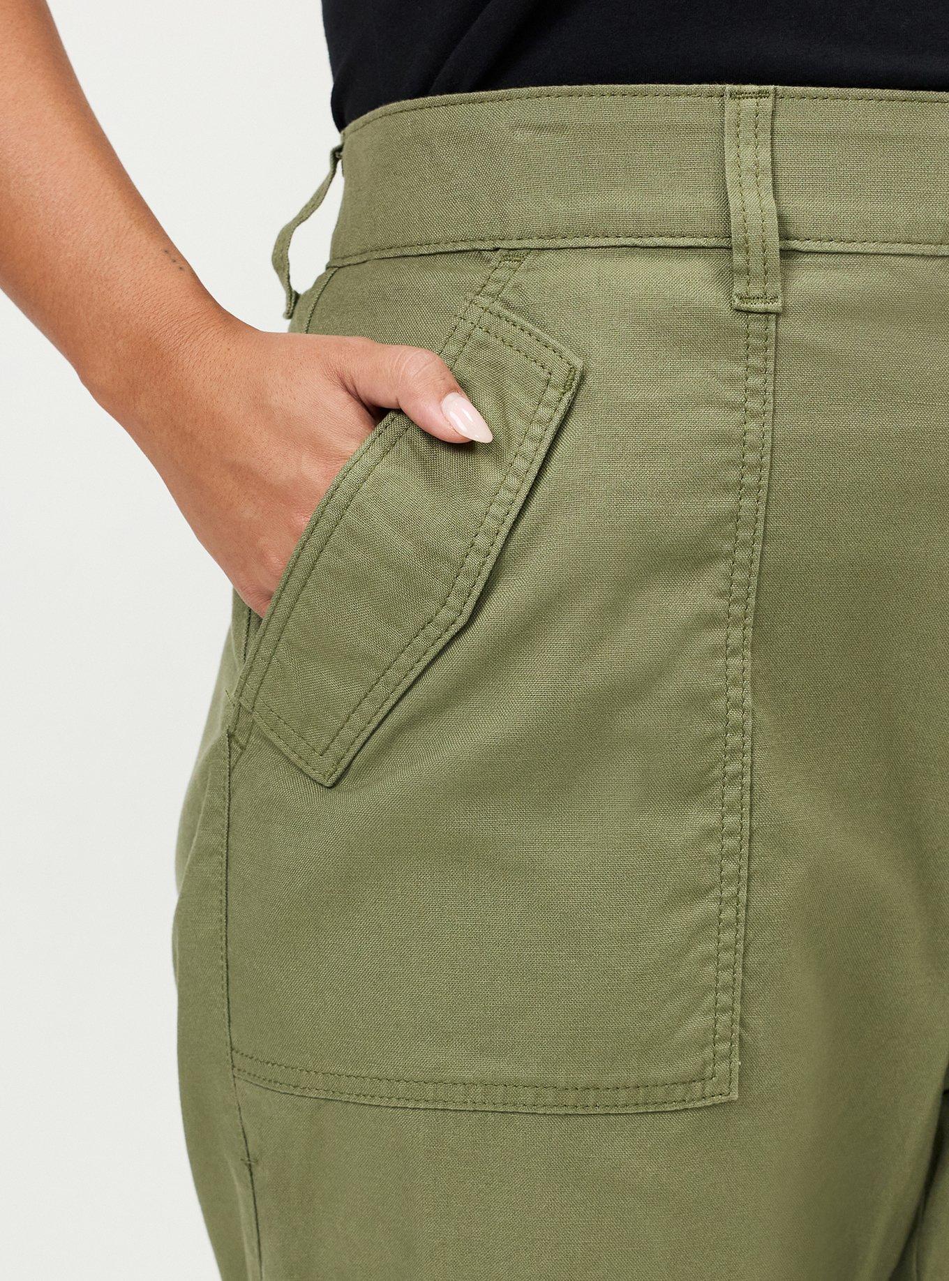 High-Rise Lightweight Canvas Barrel Pant, OLIVINE, alternate