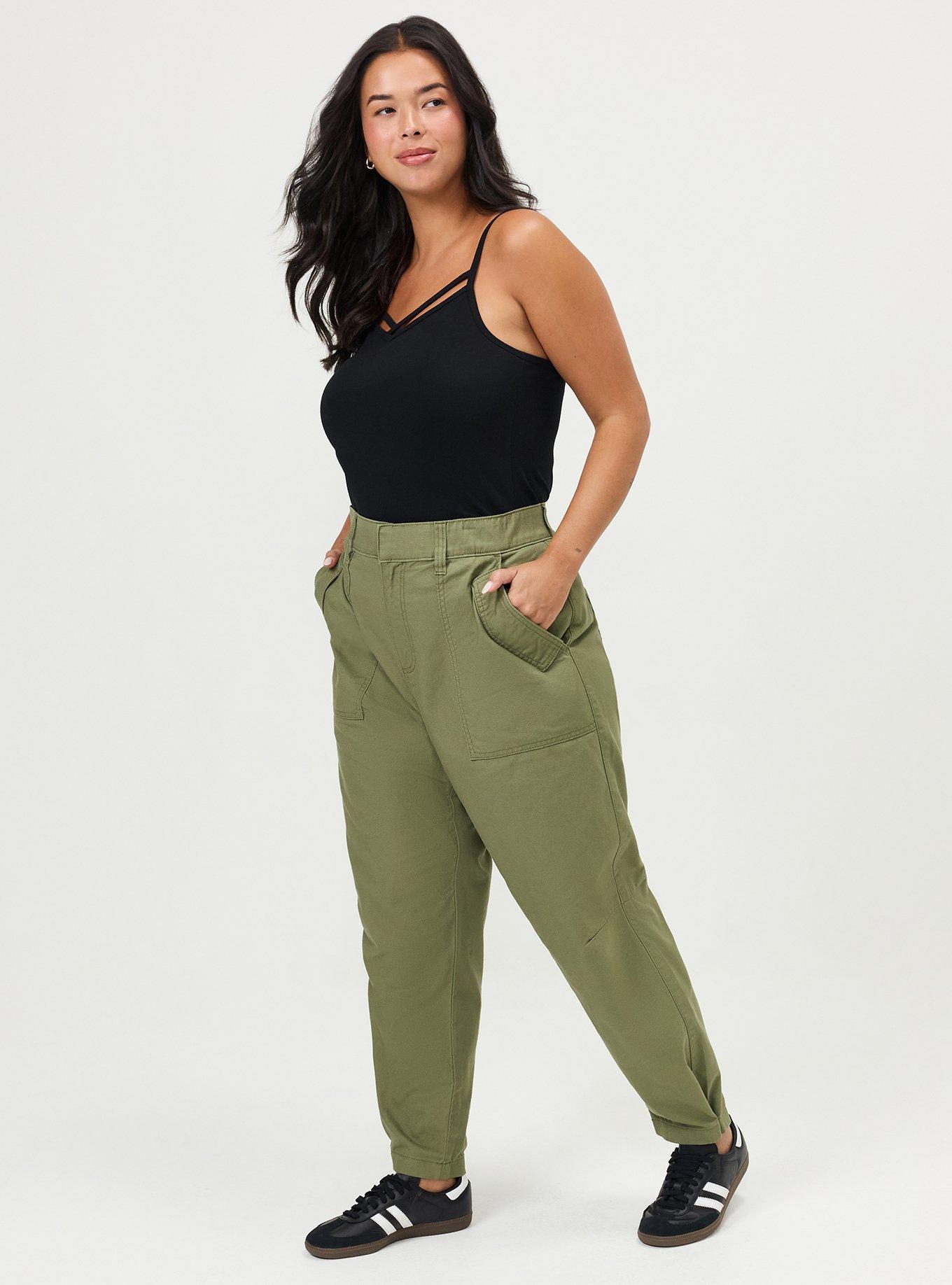 High-Rise Lightweight Canvas Barrel Pant, OLIVINE, alternate