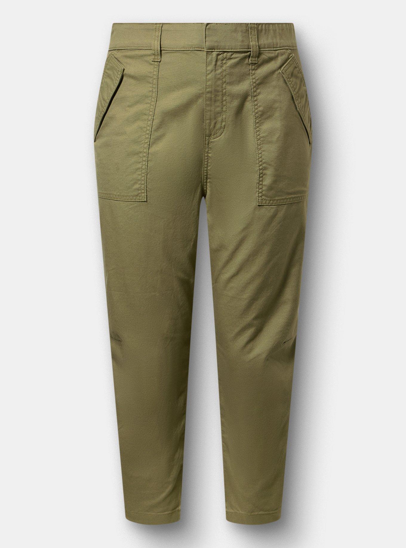 High-Rise Lightweight Canvas Barrel Pant, OLIVINE, flat
