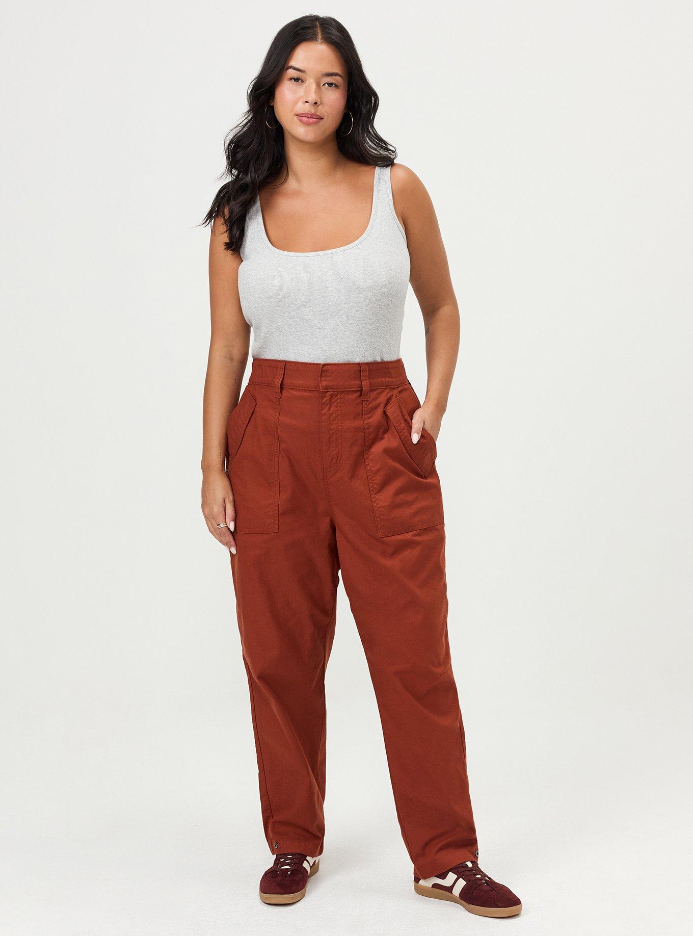 High-Rise Lightweight Canvas Barrel Pant, ROASTED RUSSET, hi-res