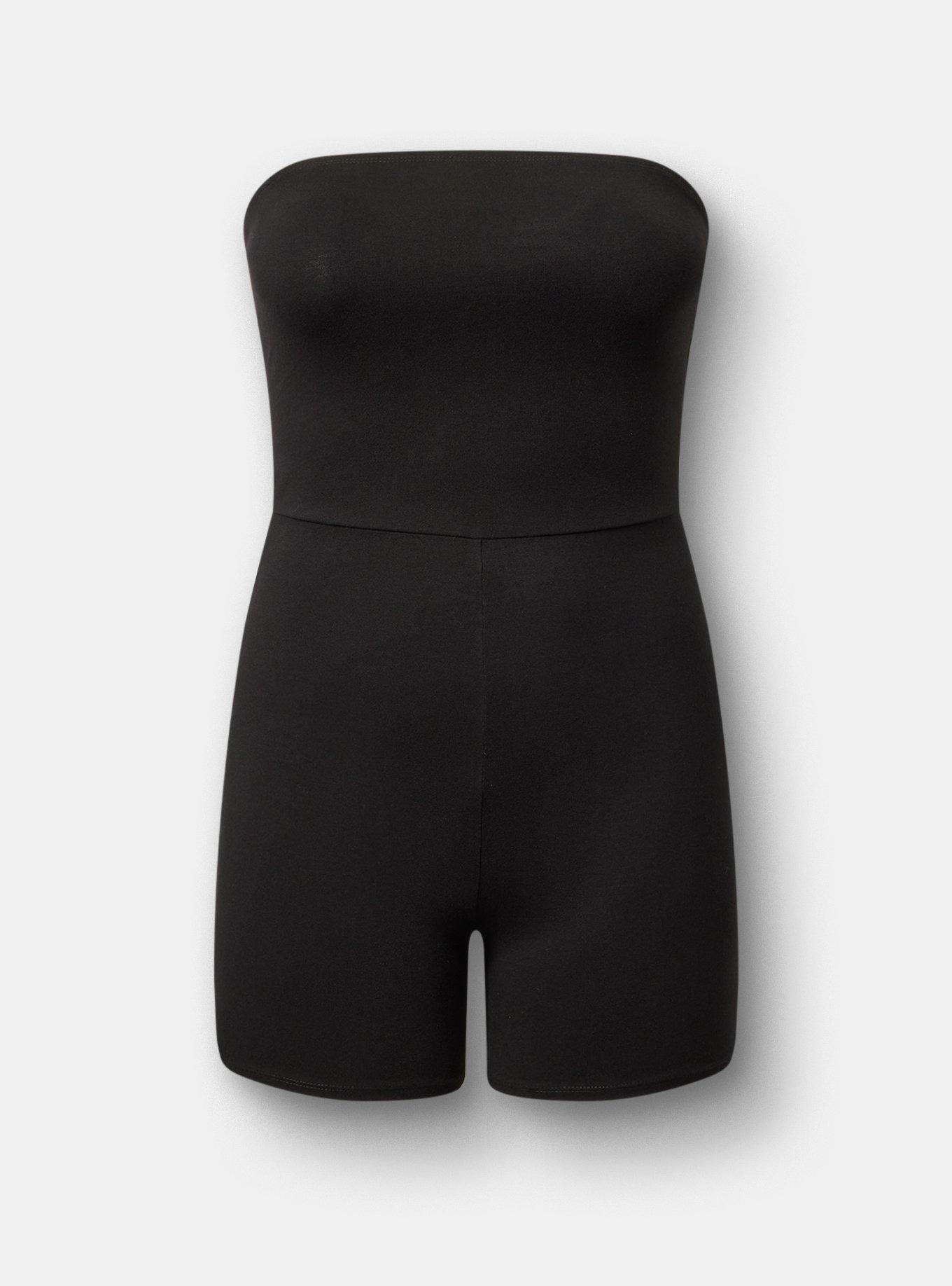 5'' Strapless One Piece Catsuit, DEEP BLACK, flat