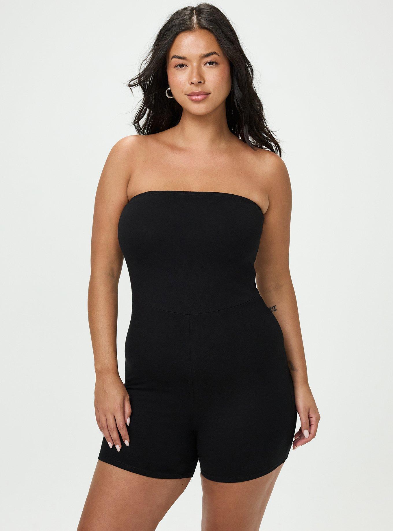 5'' Strapless One Piece Catsuit, DEEP BLACK, hi-res