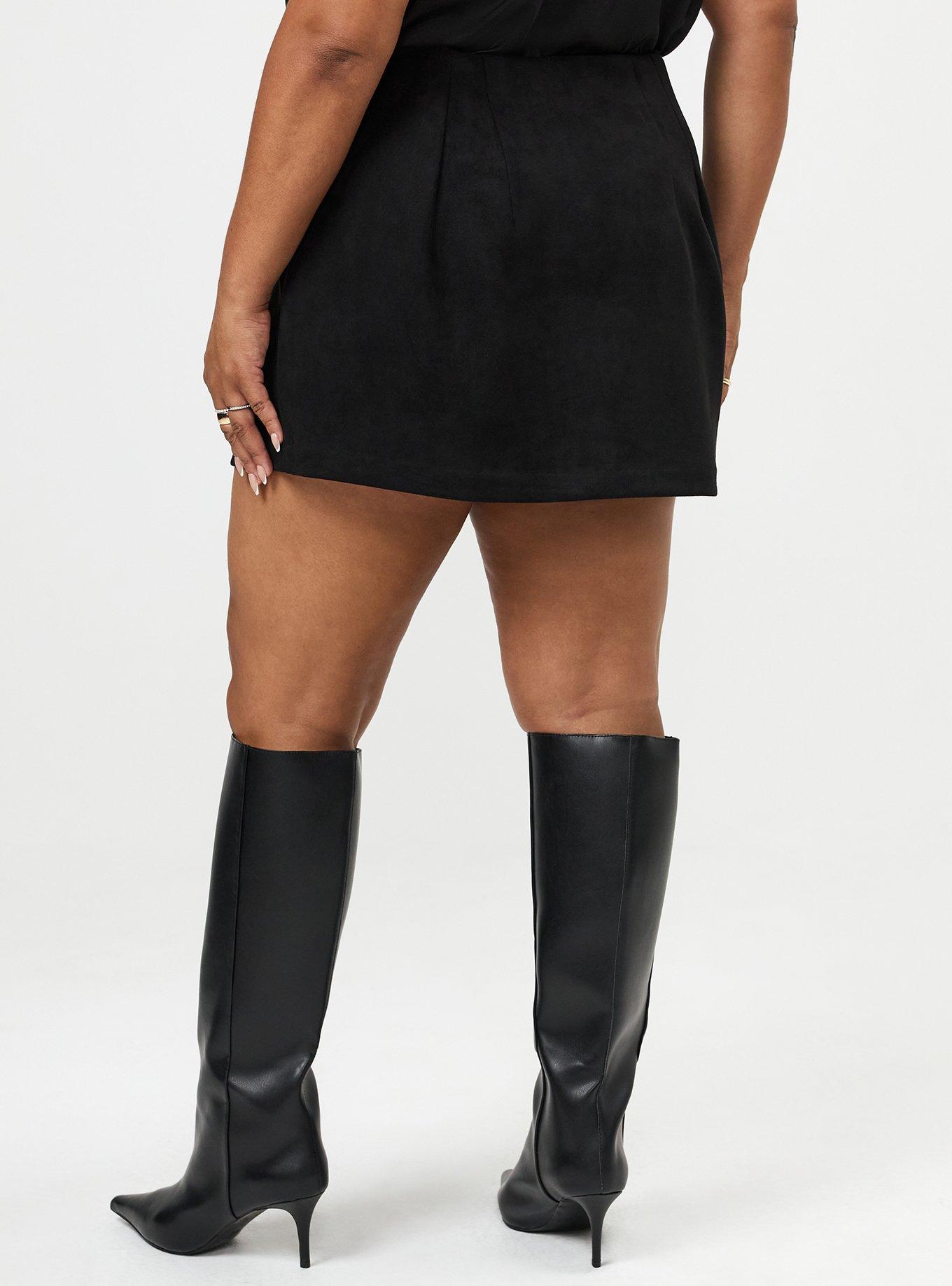 Pull On Suede Skort, DEEP BLACK, alternate