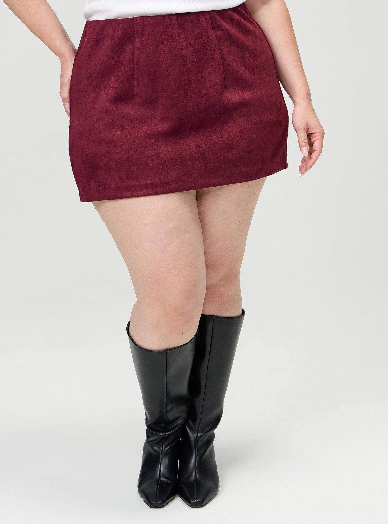 Pull On Suede Skort, MAROON BANNER, alternate