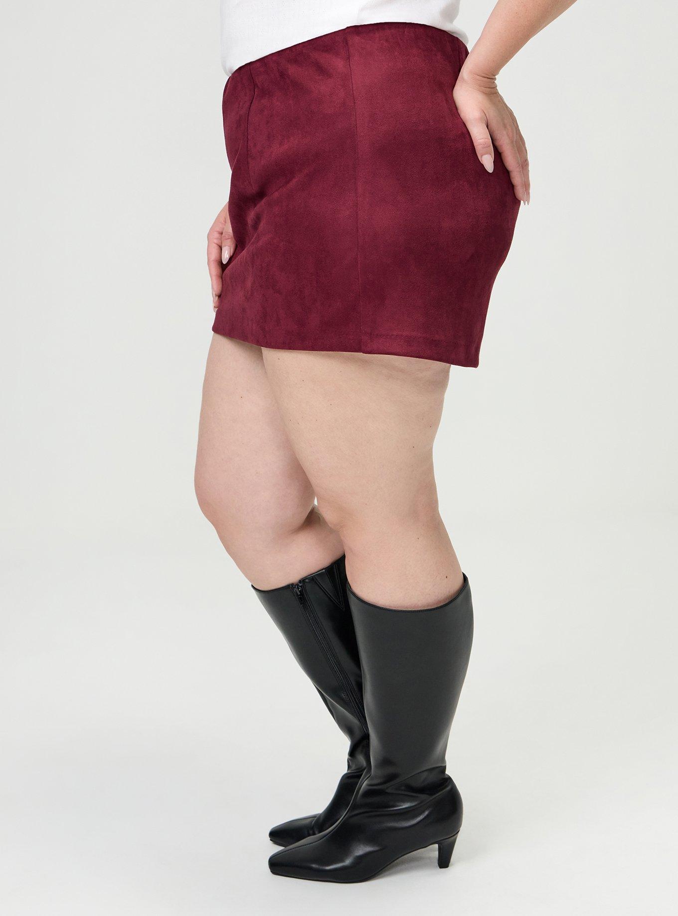 Pull On Suede Skort, MAROON BANNER, alternate