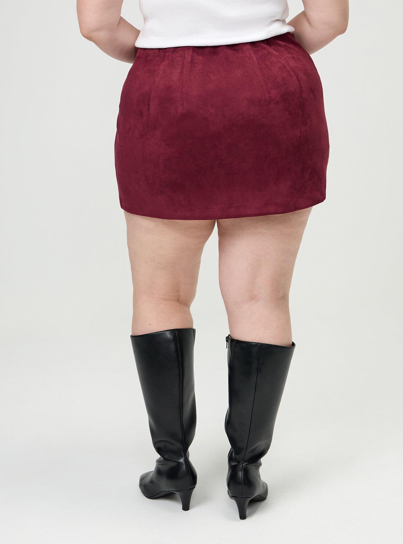 Pull On Suede Skort, MAROON BANNER, alternate