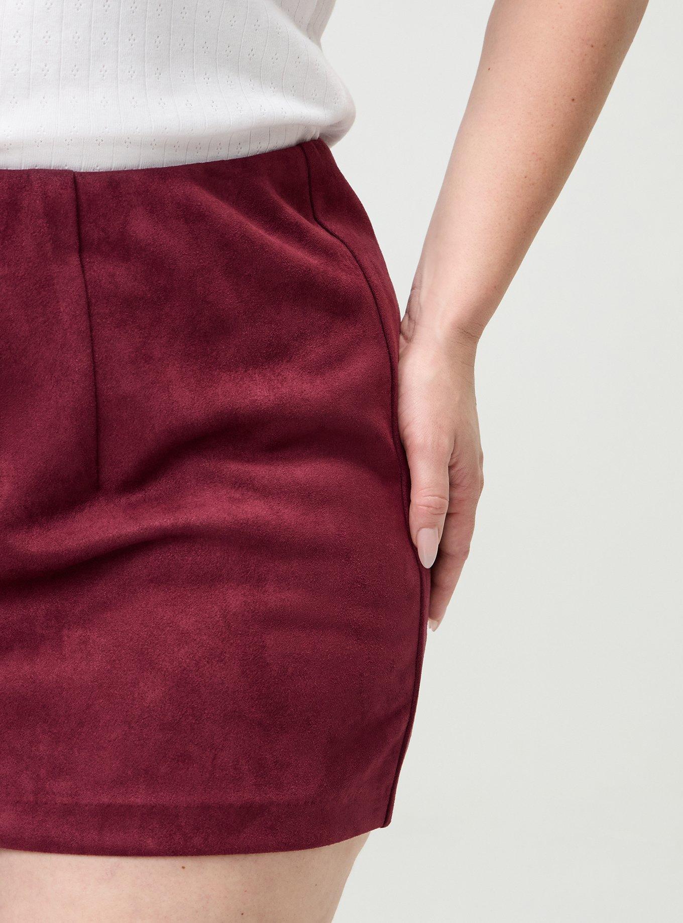 Pull On Suede Skort, MAROON BANNER, alternate