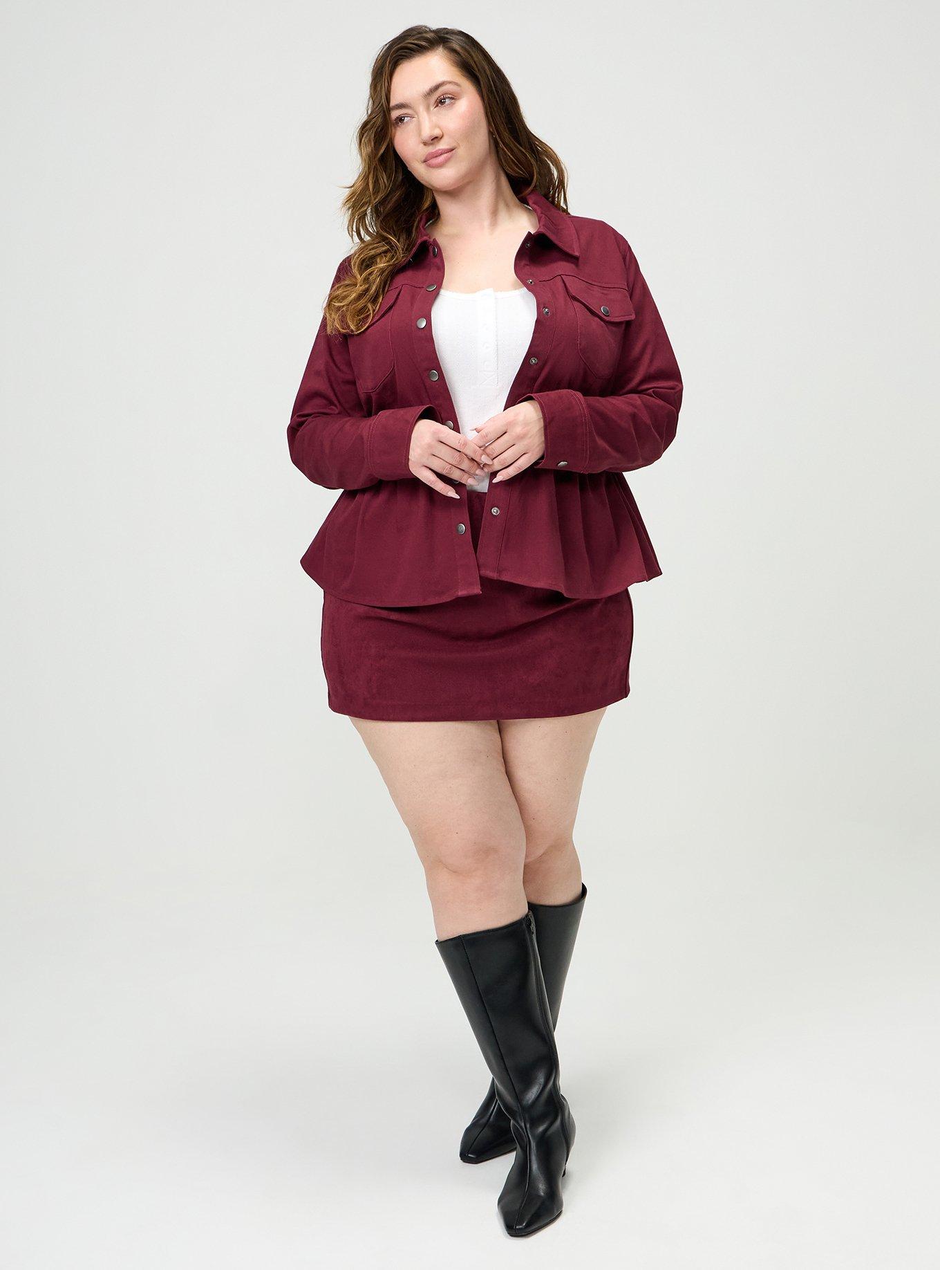 Pull On Suede Skort, MAROON BANNER, alternate
