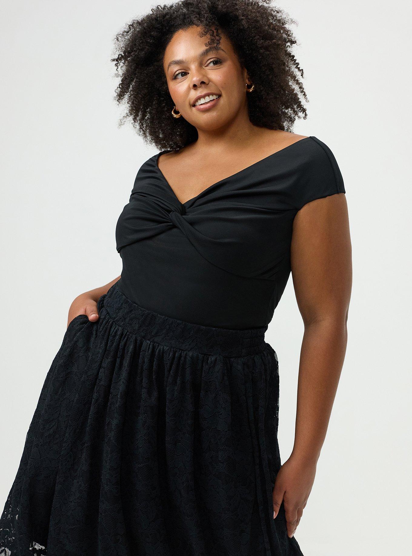 Plus Size Lace Maxi Skirt, DEEP BLACK, alternate