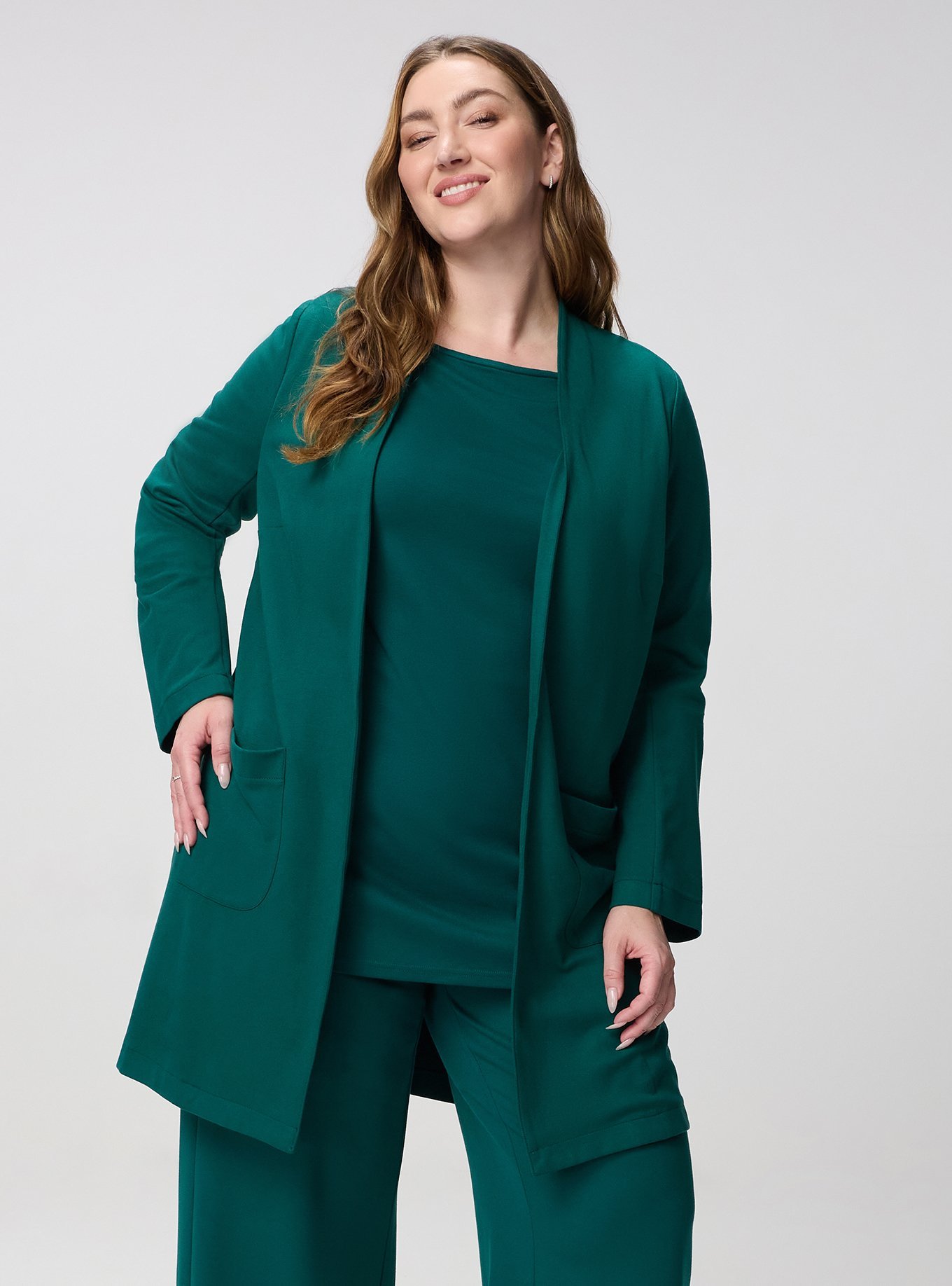 Plus Size Super Soft Ponte Duster, BOTANICAL GARDEN, alternate