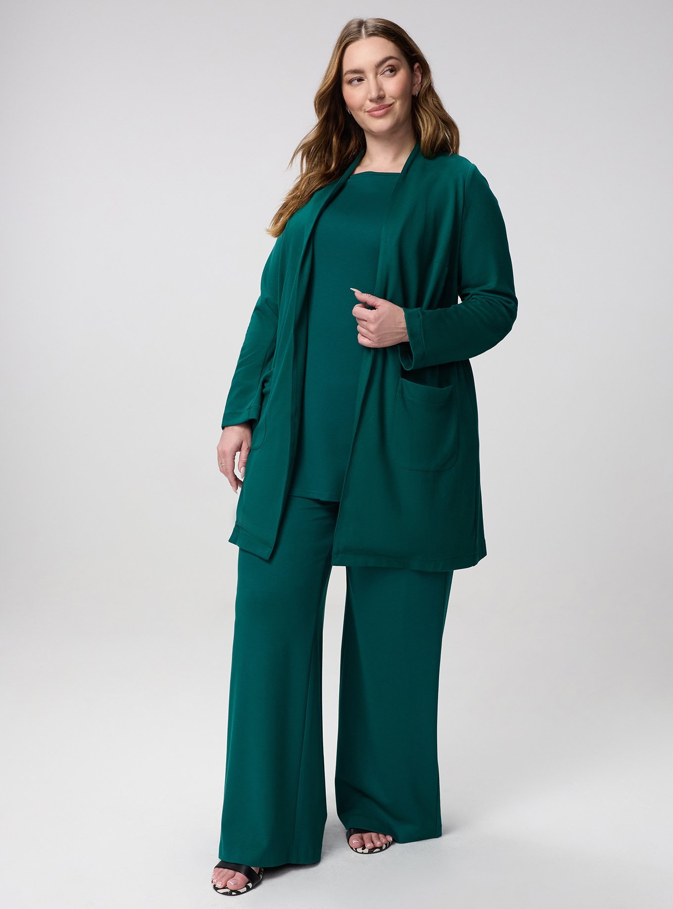 Plus Size Super Soft Ponte Duster, BOTANICAL GARDEN, alternate