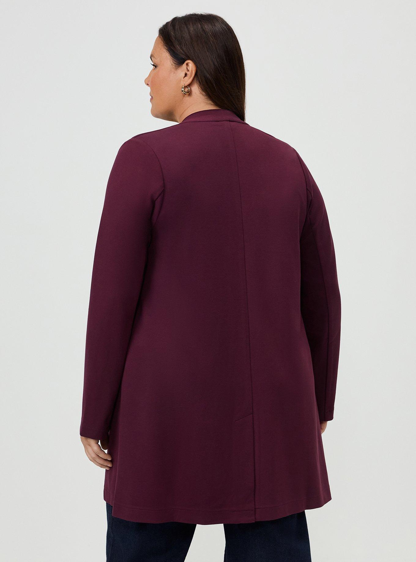 Super Soft Ponte Duster, MAROON BANNER, alternate