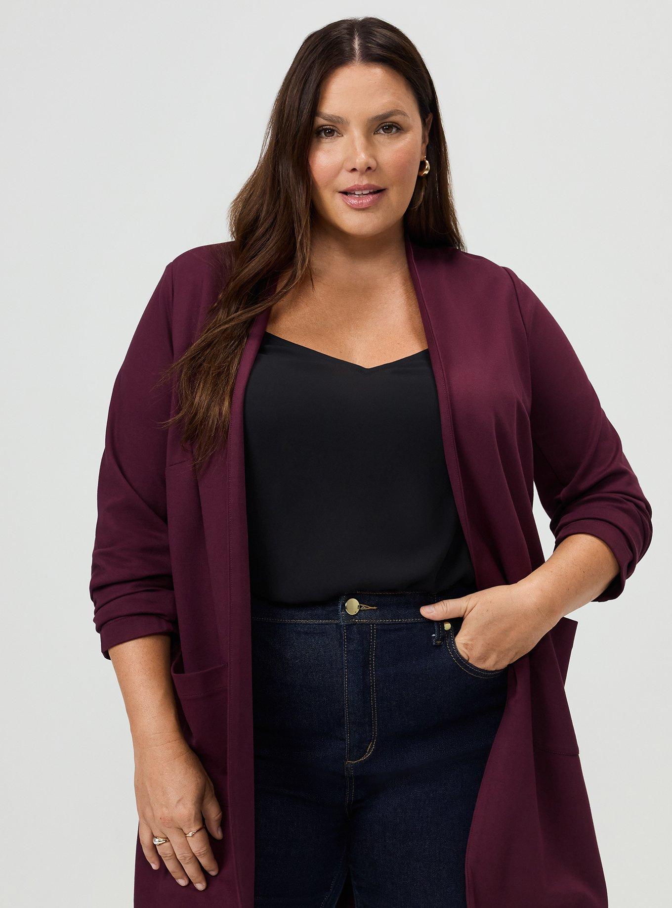 Super Soft Ponte Duster, MAROON BANNER, alternate