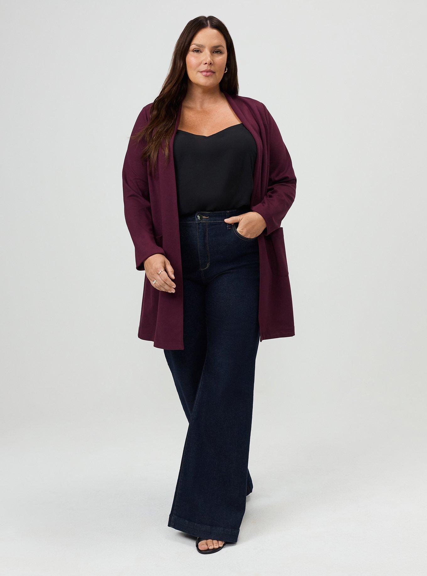Super Soft Ponte Duster, MAROON BANNER, alternate