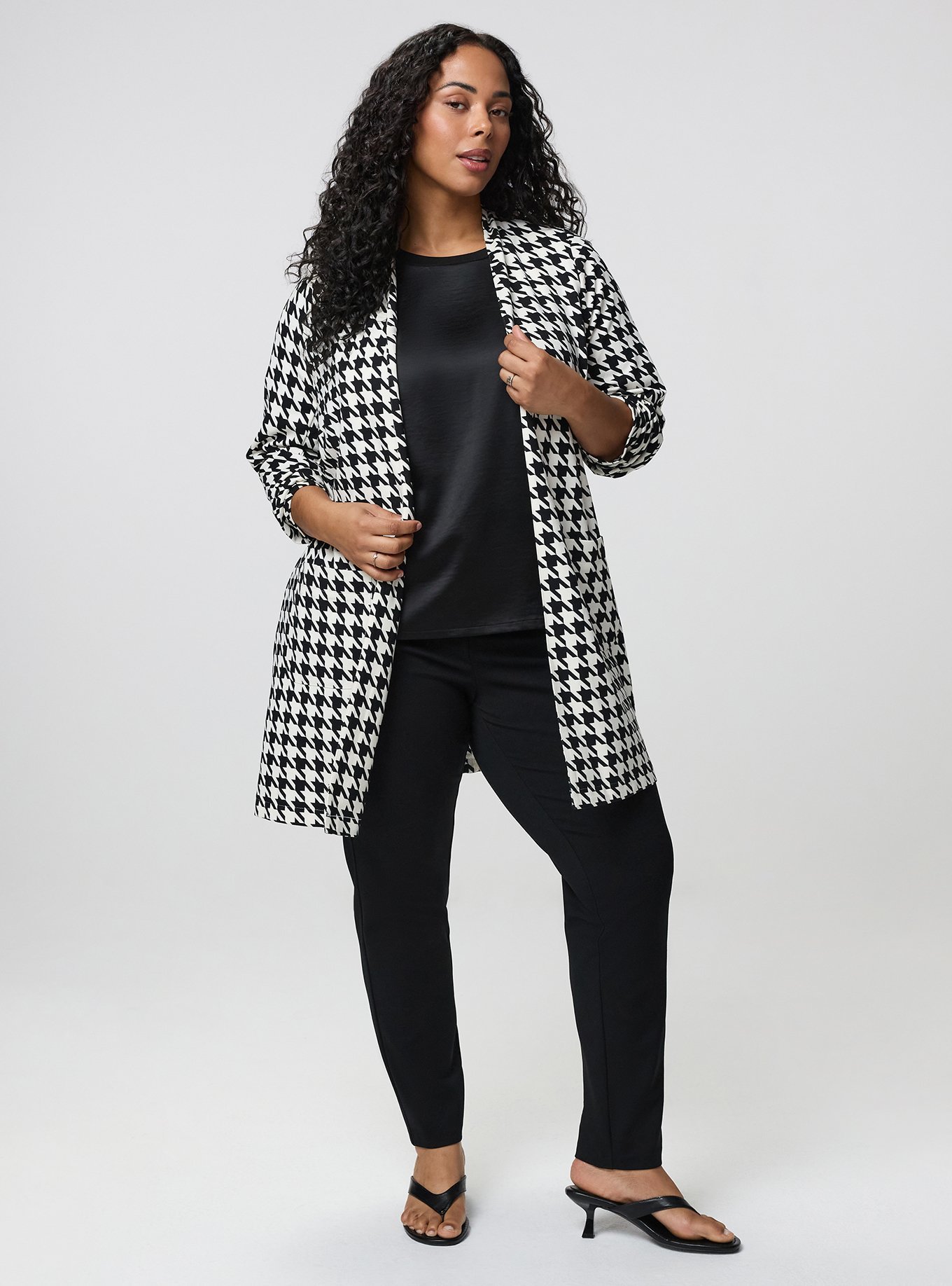 Super Soft Ponte Duster, HARRY HOUNDSTOOTH IVORY, alternate