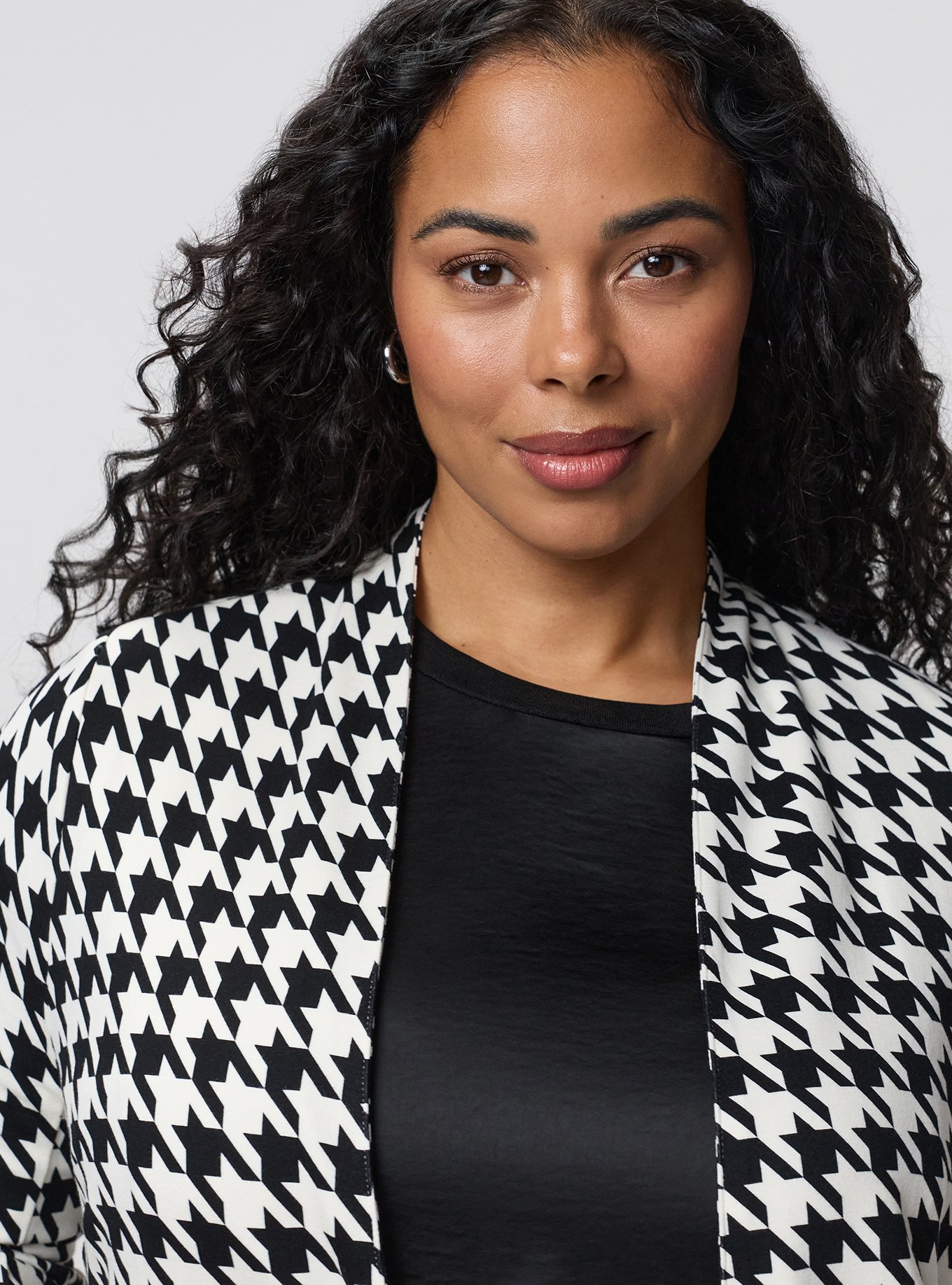 Super Soft Ponte Duster, HARRY HOUNDSTOOTH IVORY, alternate