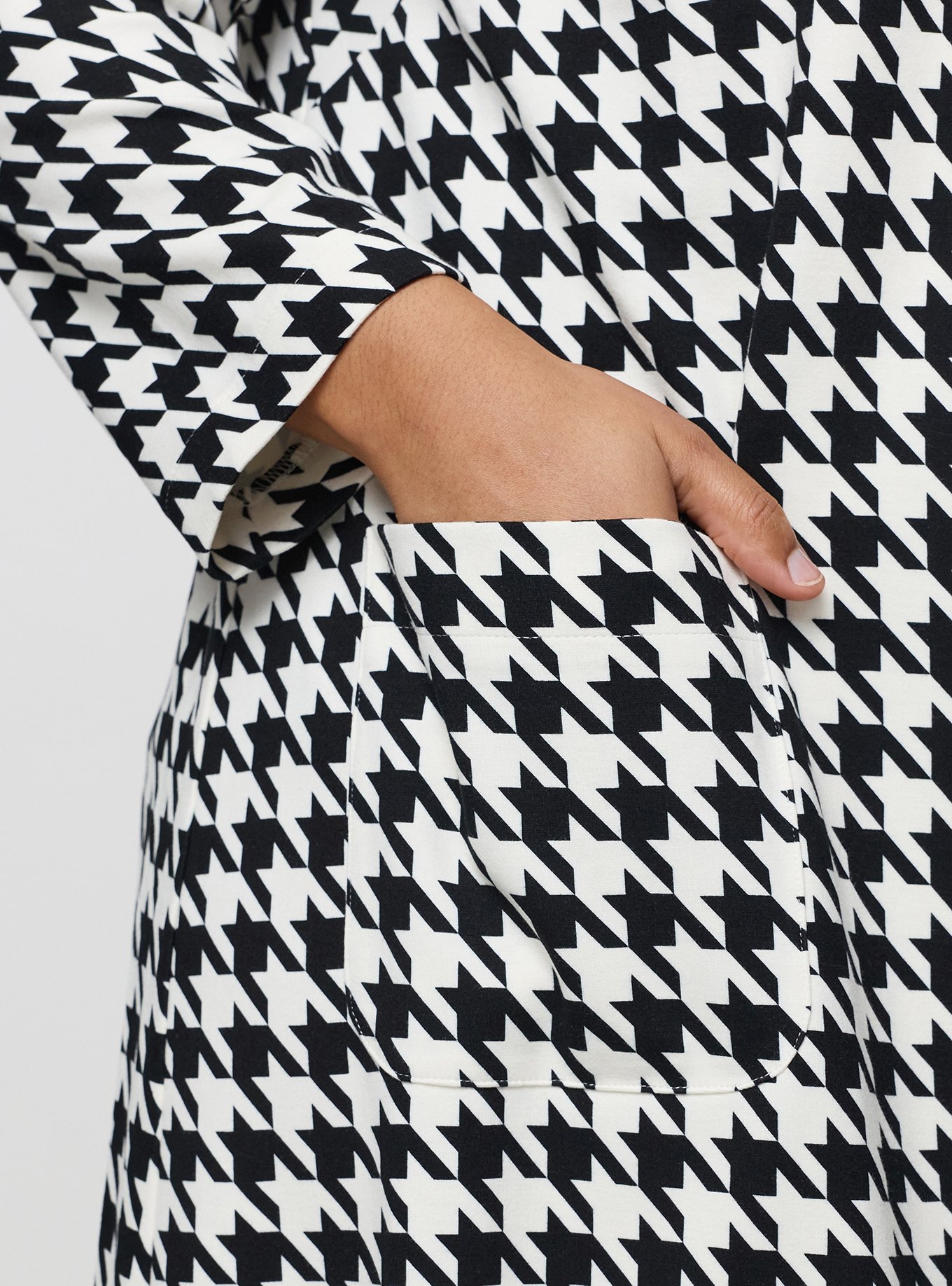 Super Soft Ponte Duster, HARRY HOUNDSTOOTH IVORY, alternate