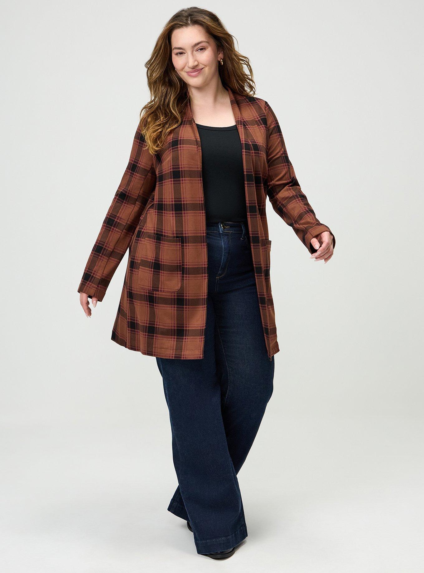 Super Soft Ponte Duster, TALLY PLAID CAPPUCCINO, alternate