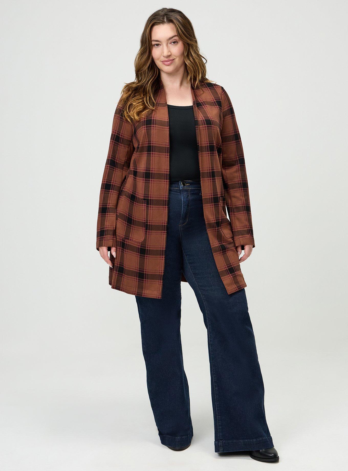 Super Soft Ponte Duster, TALLY PLAID CAPPUCCINO, alternate