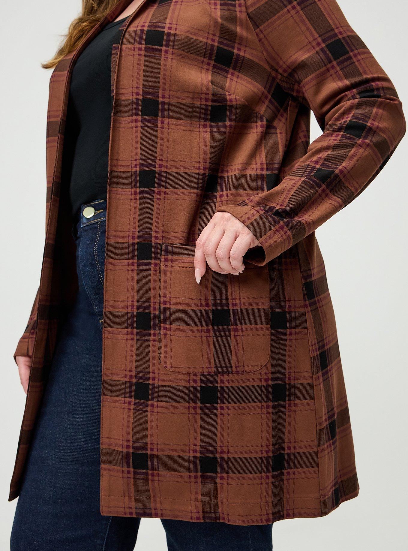 Super Soft Ponte Duster, TALLY PLAID CAPPUCCINO, alternate
