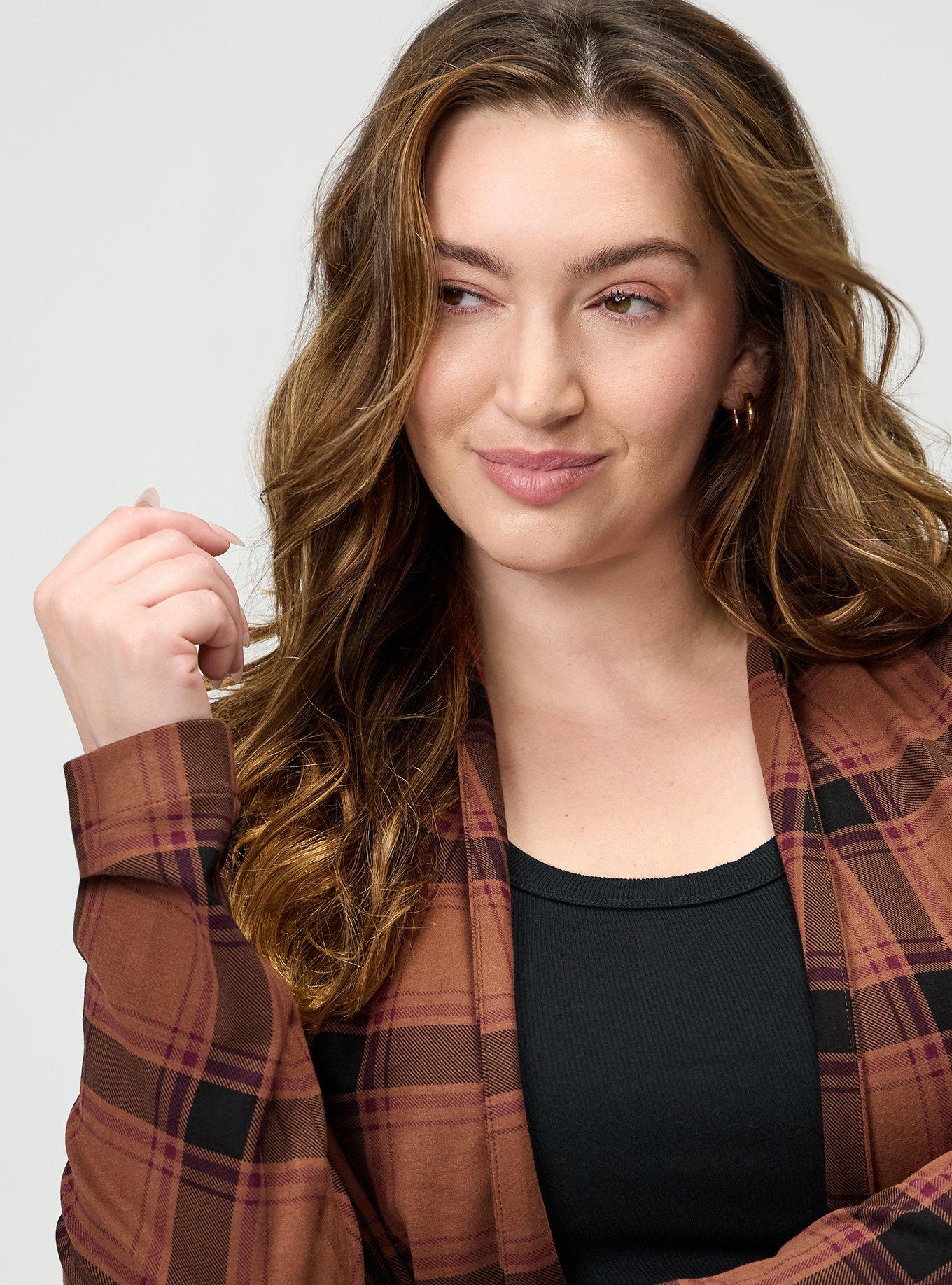 Super Soft Ponte Duster, TALLY PLAID CAPPUCCINO, alternate