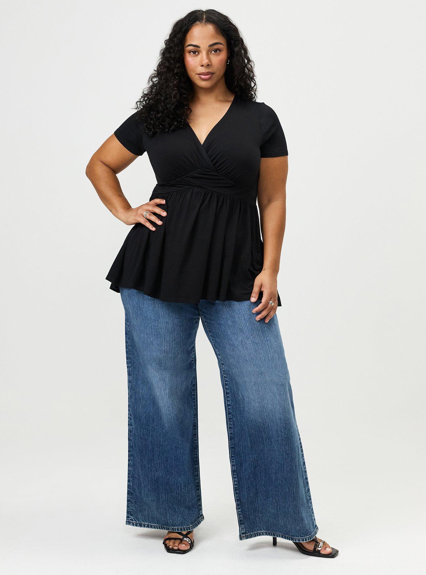 Slinky Twist Front Tunic Babydoll Top, DEEP BLACK, alternate