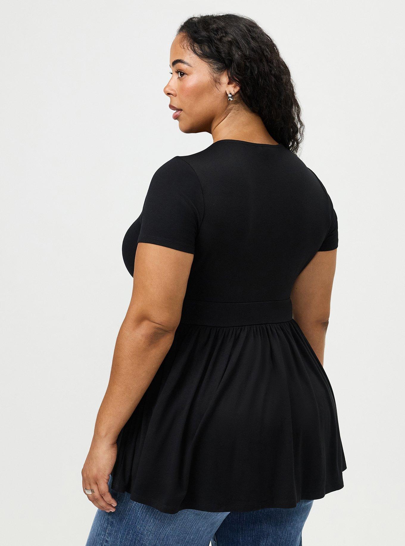 Slinky Twist Front Tunic Babydoll Top, DEEP BLACK, alternate