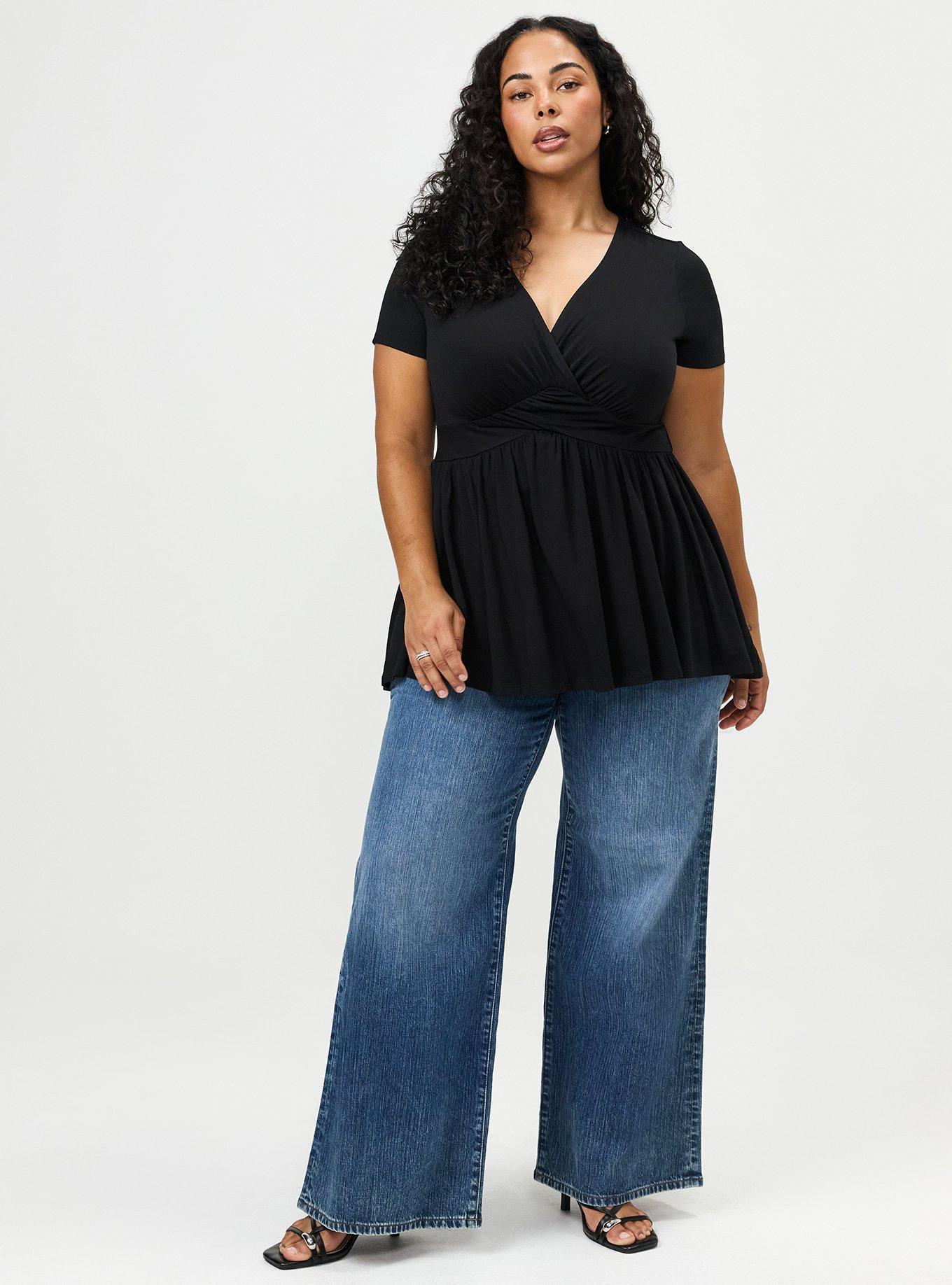 Slinky Twist Front Tunic Babydoll Top, DEEP BLACK, alternate