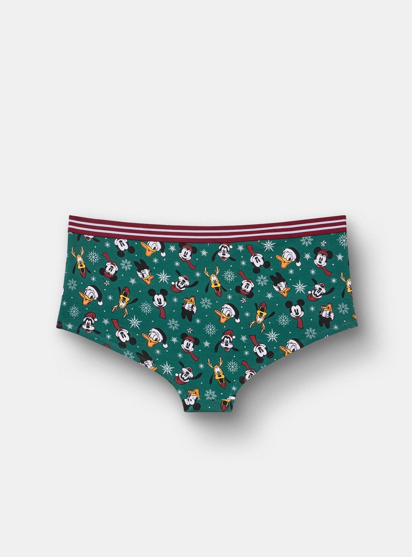 Plus Size Mickey & Friends Christmas Mid-Rise Cotton Boyshort Panty, MULTI, alternate