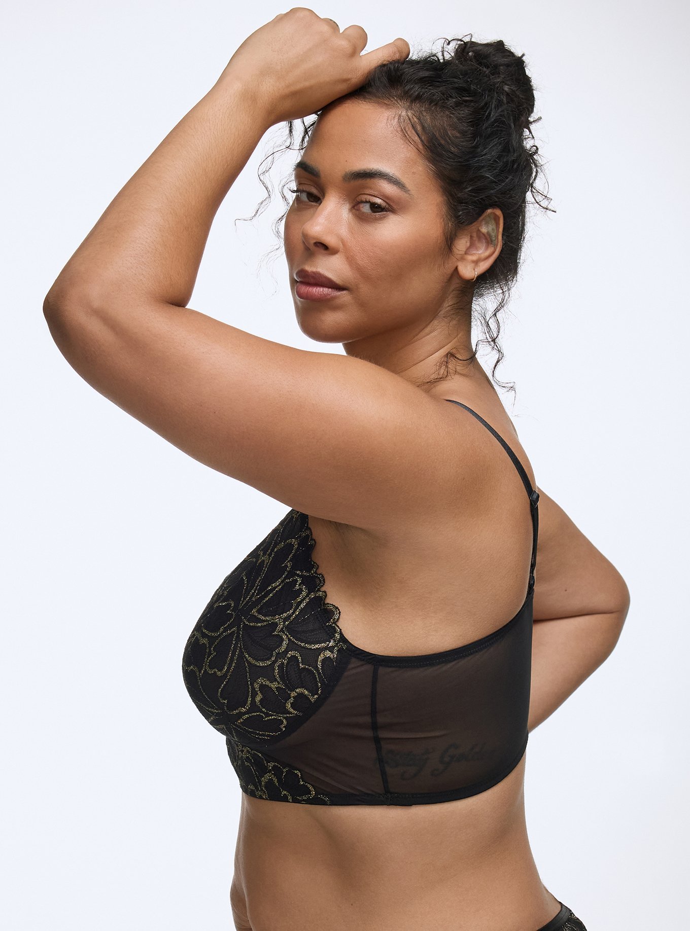 Gilded Lace Bralette, RICH BLACK, alternate