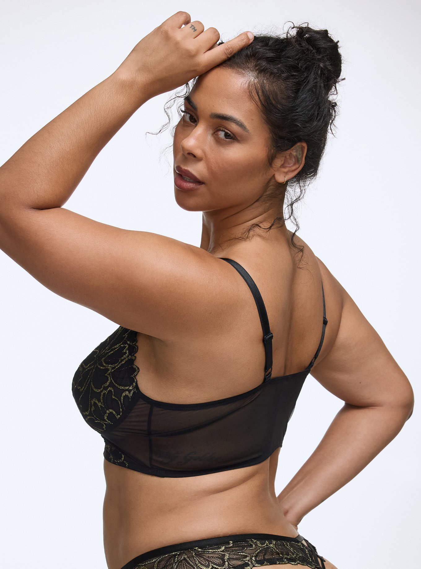 Gilded Lace Bralette, RICH BLACK, alternate