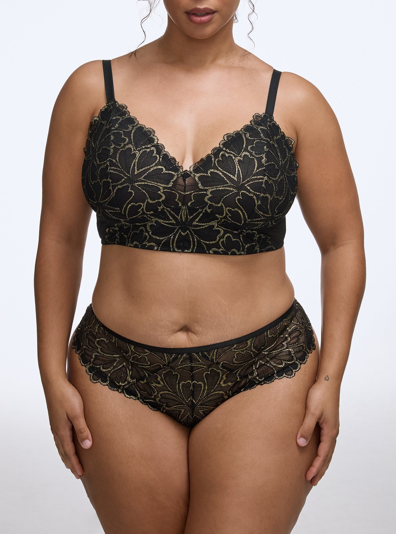 Gilded Lace Bralette, RICH BLACK, alternate