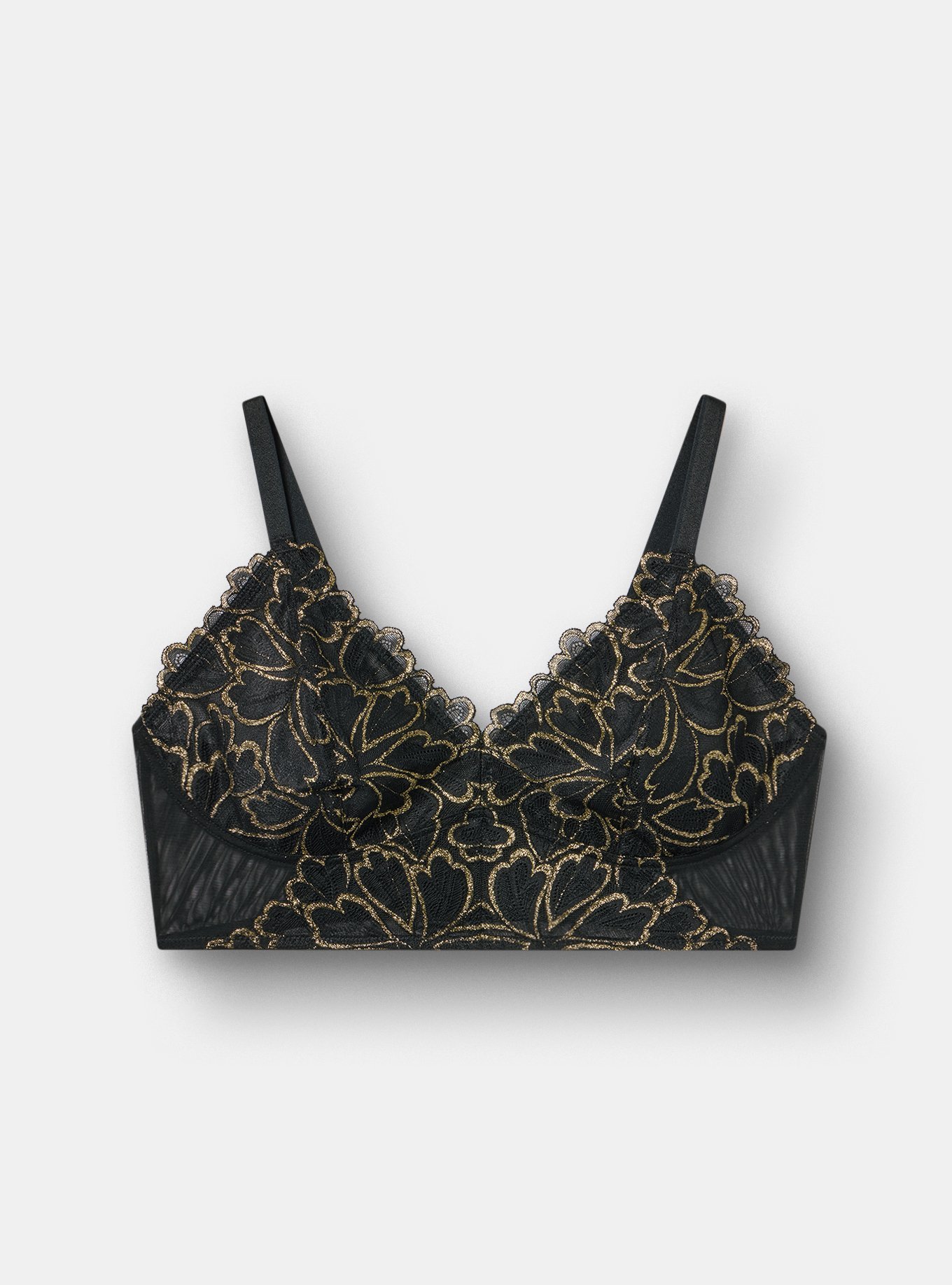 Gilded Lace Bralette, RICH BLACK, hi-res