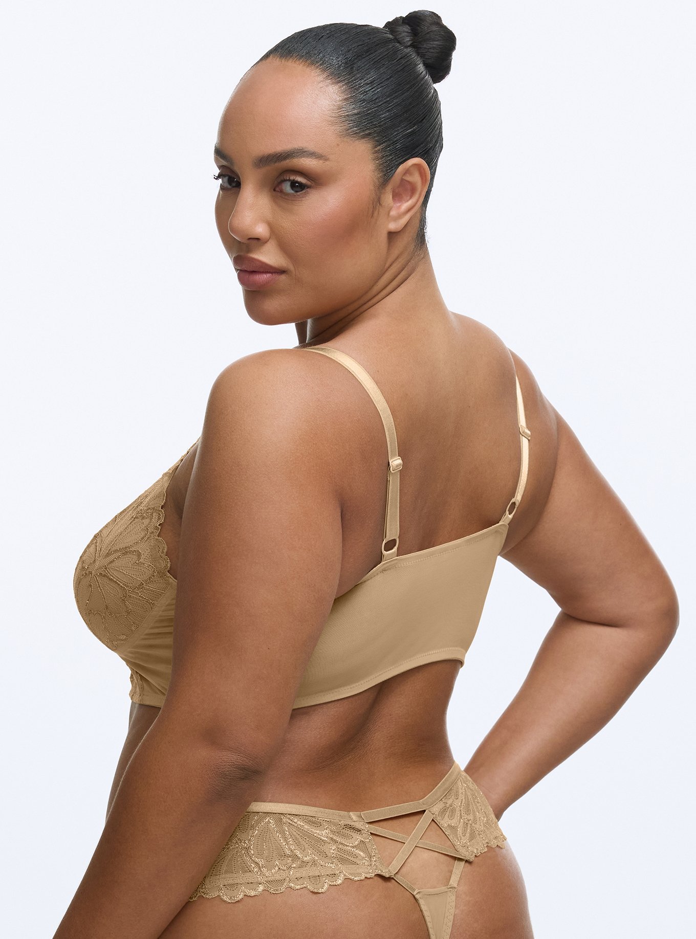 Gilded Lace Bralette, ICED COFFEE, alternate