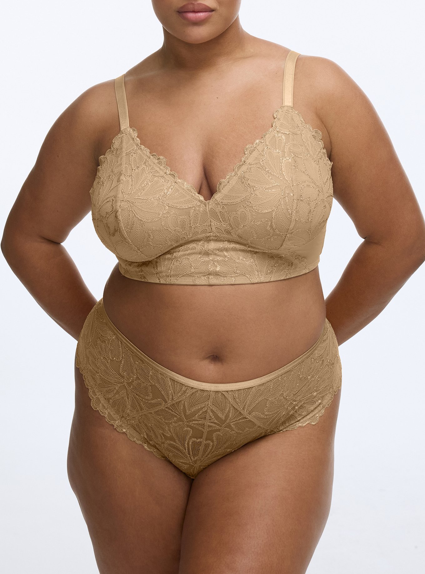 Gilded Lace Bralette, ICED COFFEE, alternate