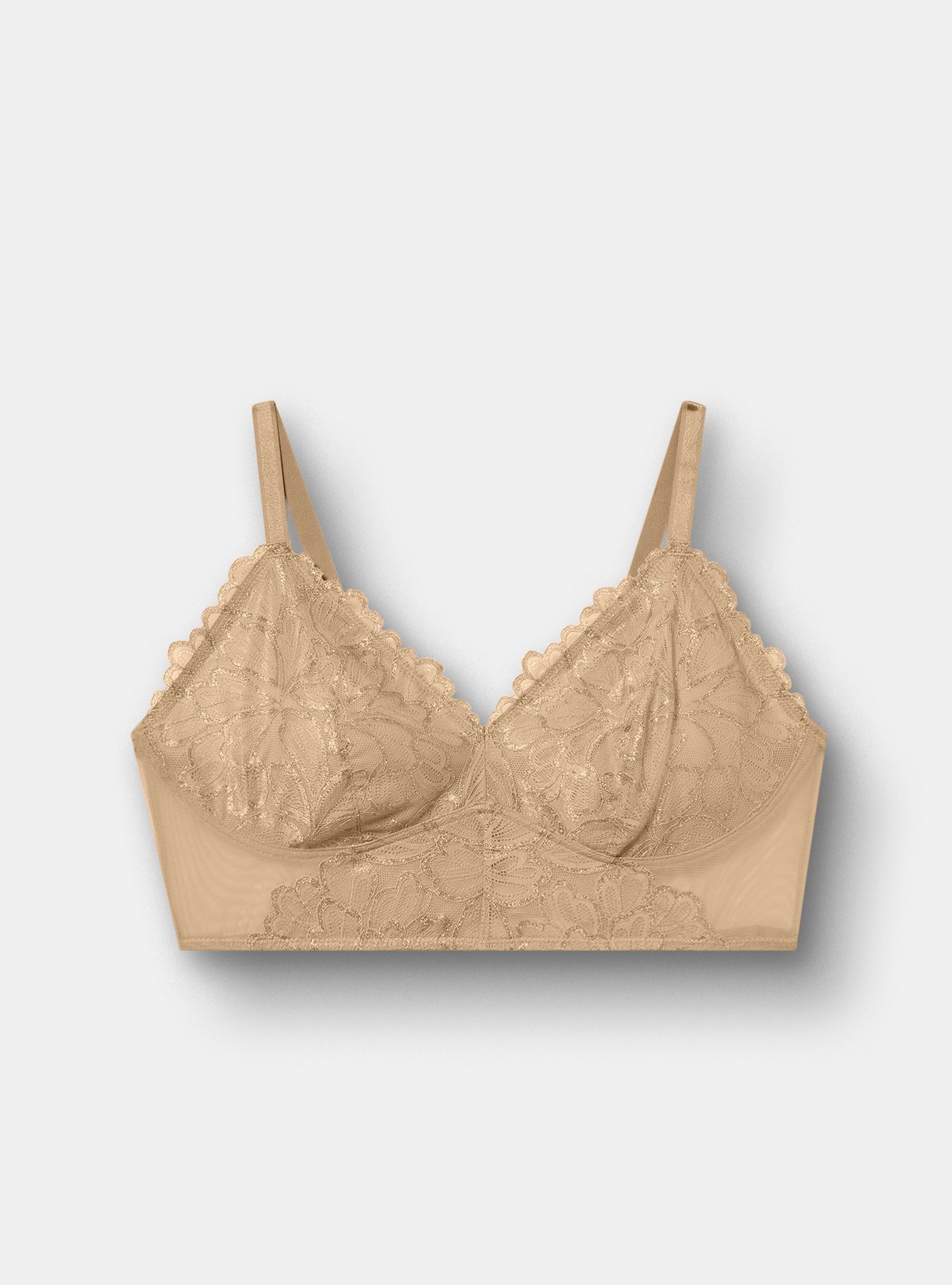 Gilded Lace Bralette, ICED COFFEE, flat