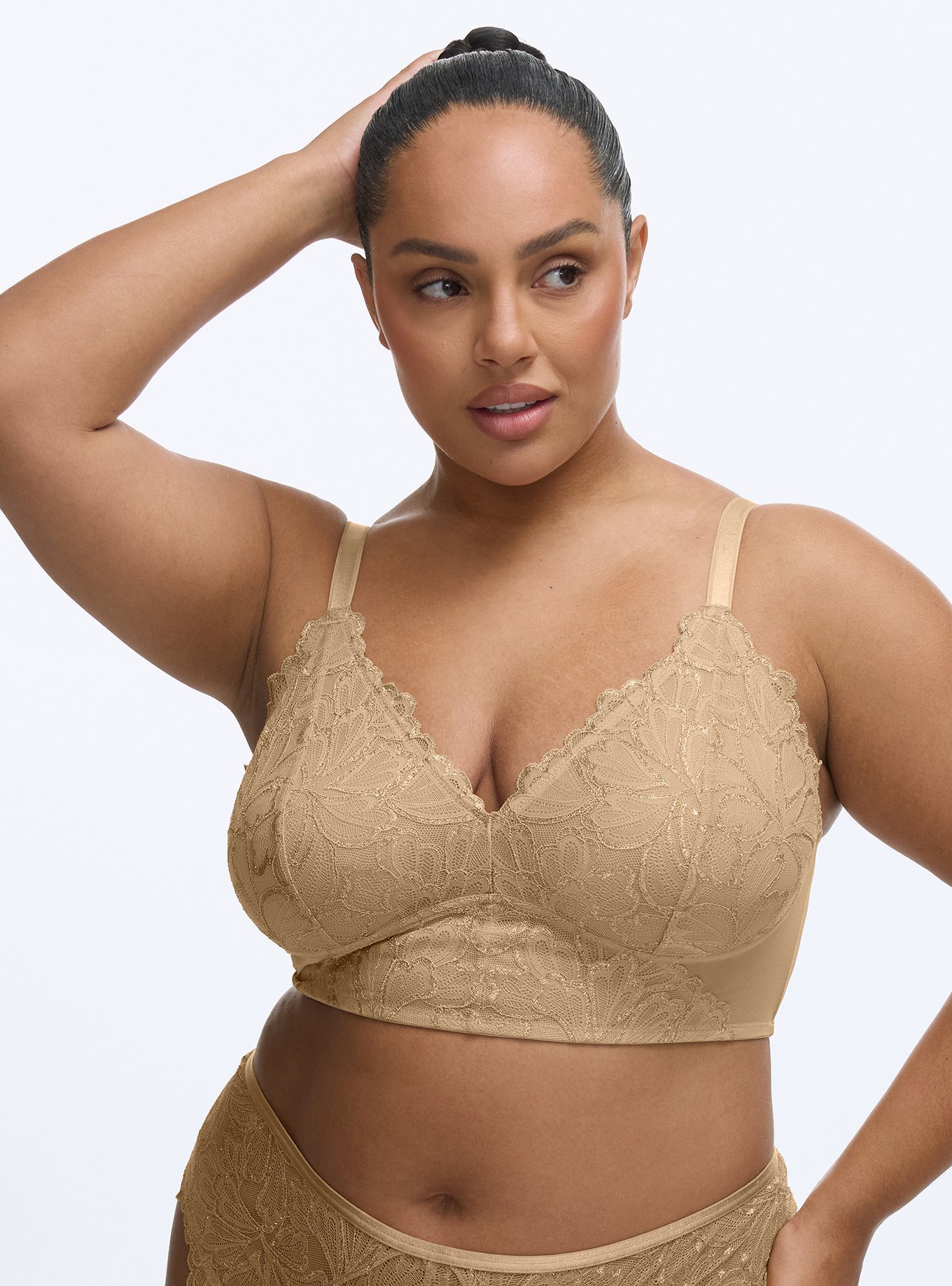 Gilded Lace Bralette, ICED COFFEE, hi-res