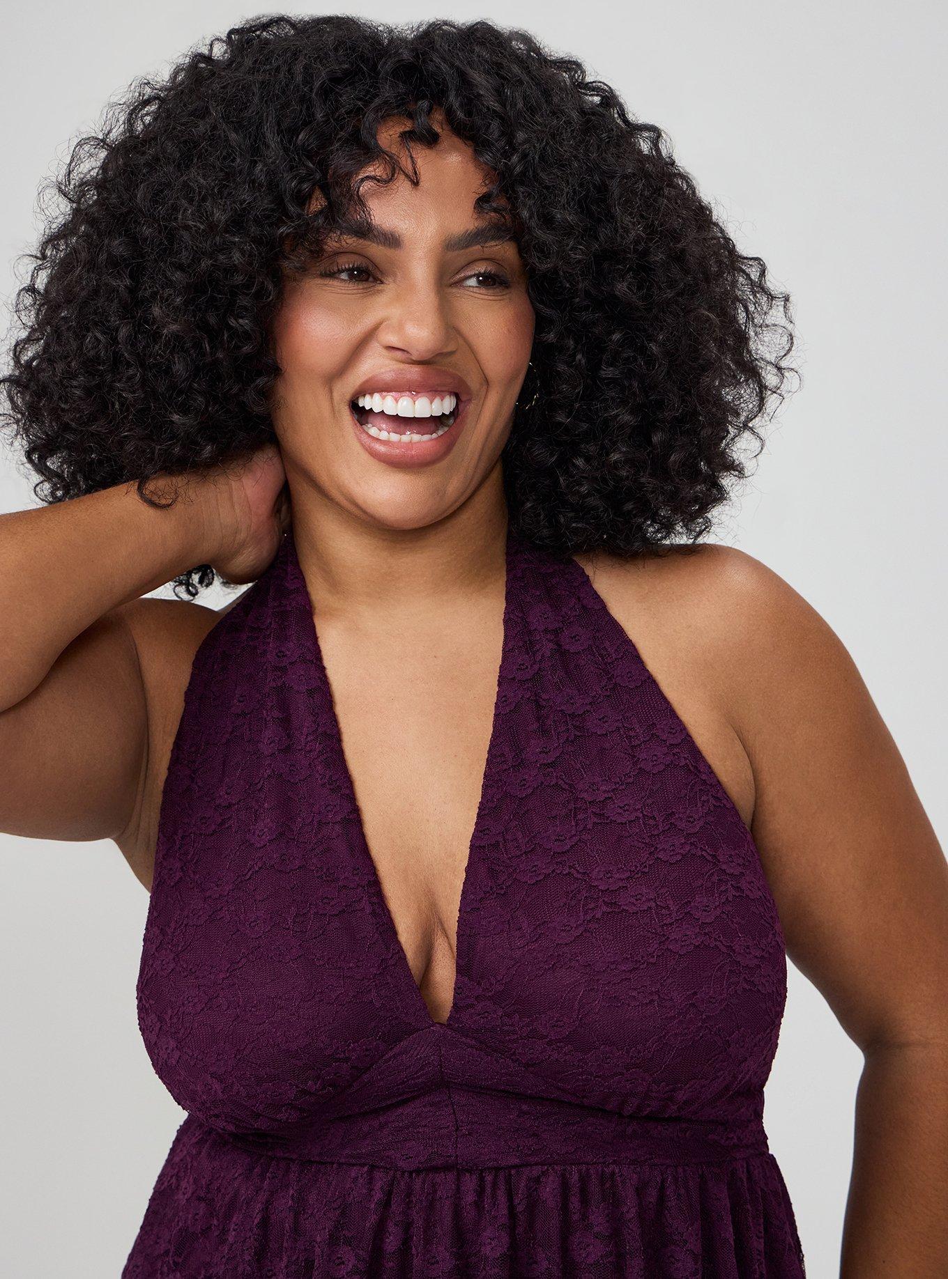 Lace Halter Babydoll Top, WINTER BLOOM, alternate
