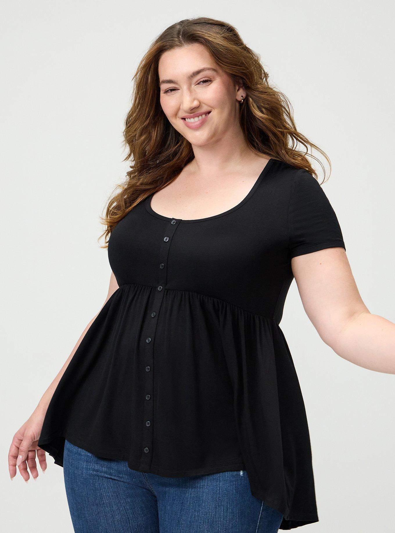 Plus Size Super Soft Hi-Low Babydoll Tunic, DEEP BLACK, alternate
