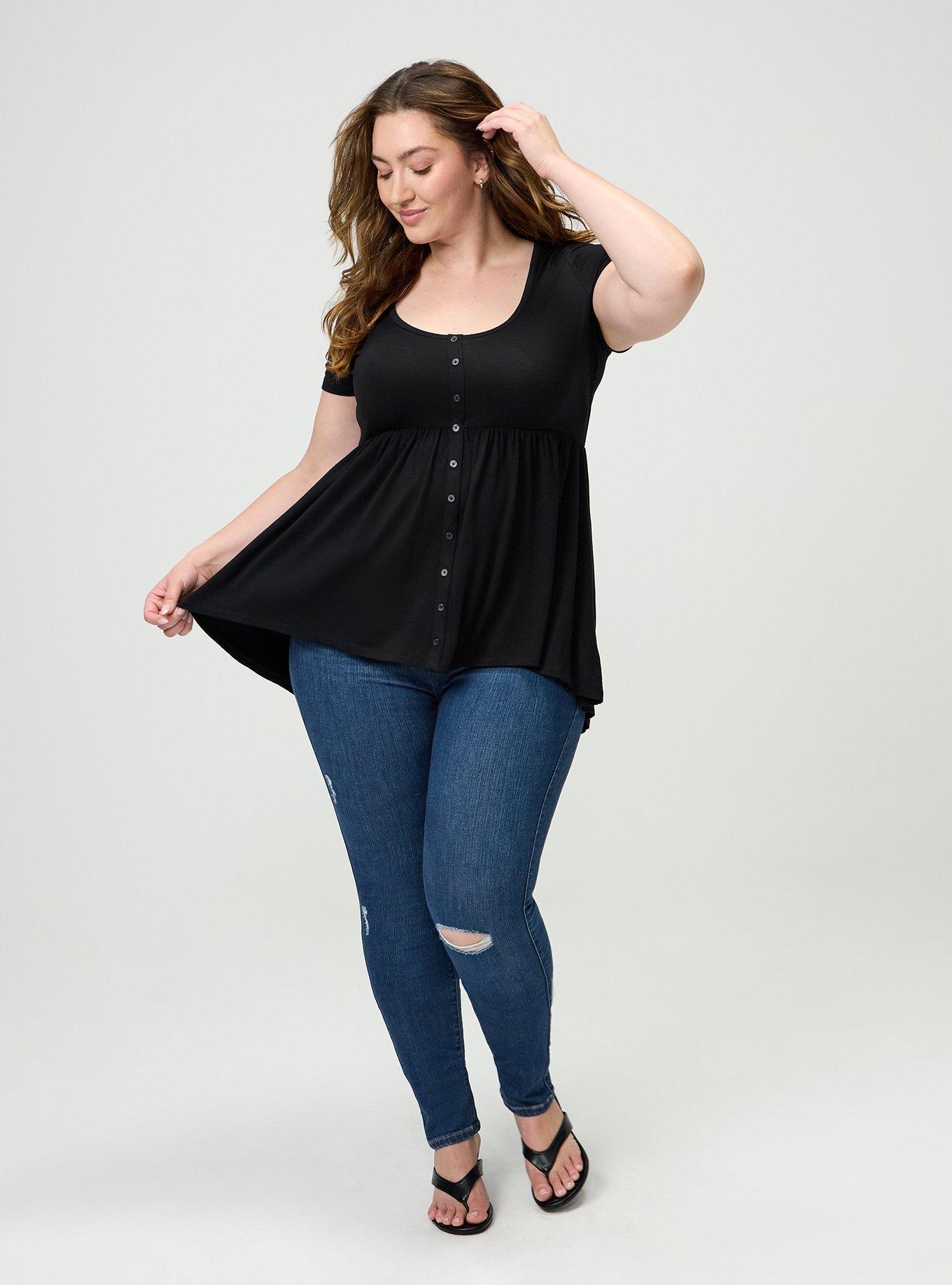 Plus Size Super Soft Hi-Low Babydoll Tunic, DEEP BLACK, alternate