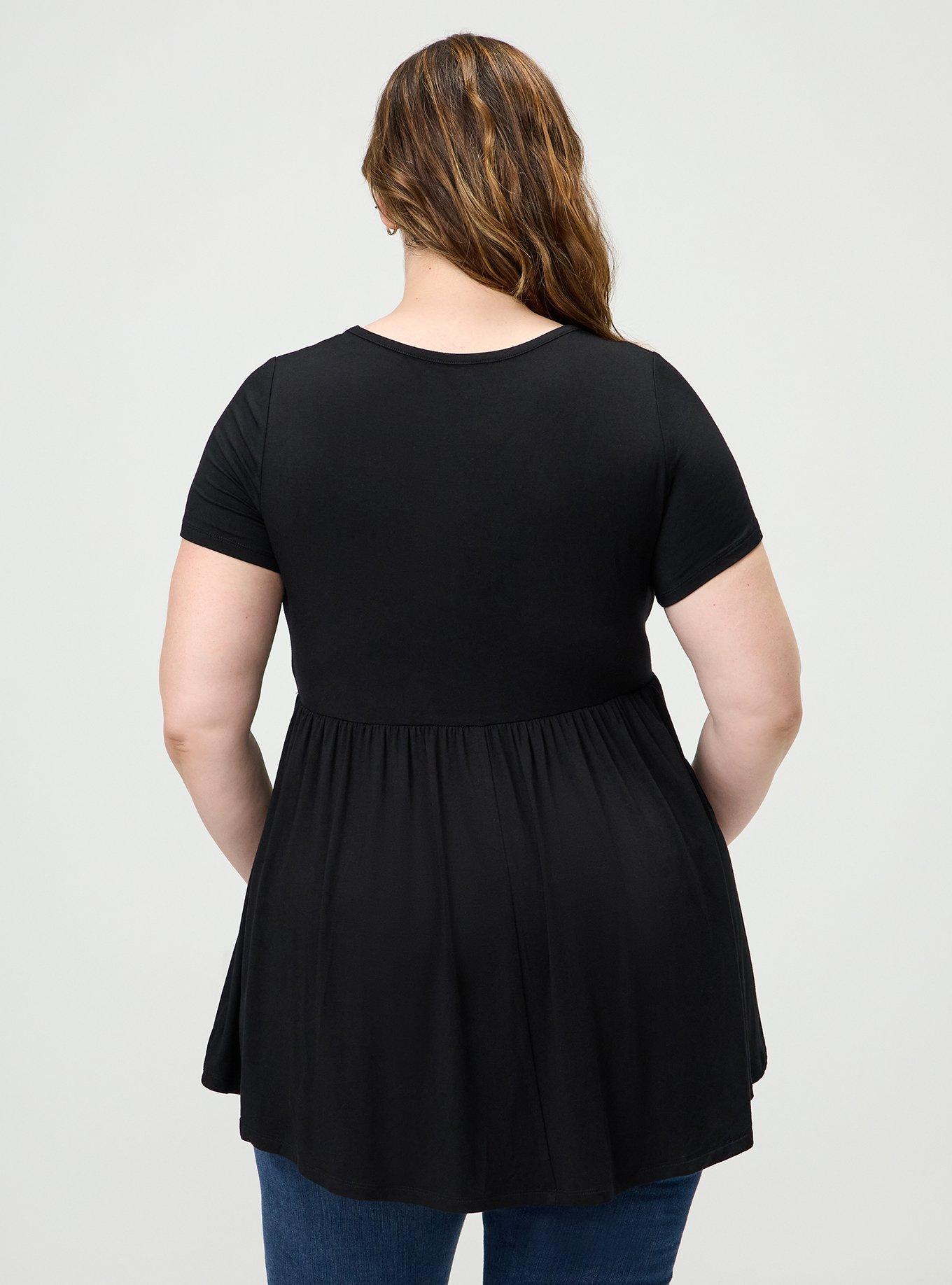 Plus Size Super Soft Hi-Low Babydoll Tunic, DEEP BLACK, alternate