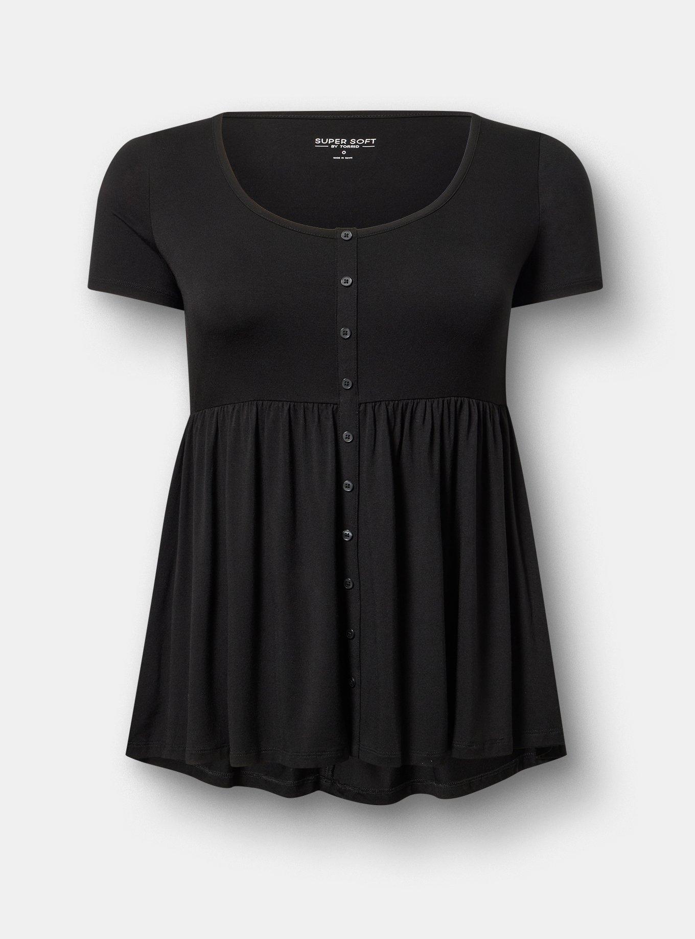 Plus Size Super Soft Hi-Low Babydoll Tunic, DEEP BLACK, hi-res