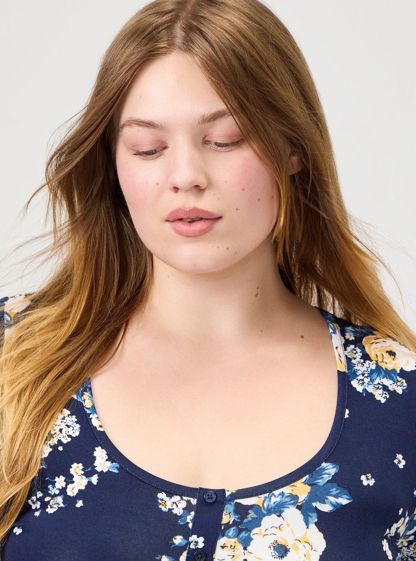 Plus Size Super Soft Hi-Low Babydoll Tunic, MARCIE ROSE FLORAL NAVY, alternate