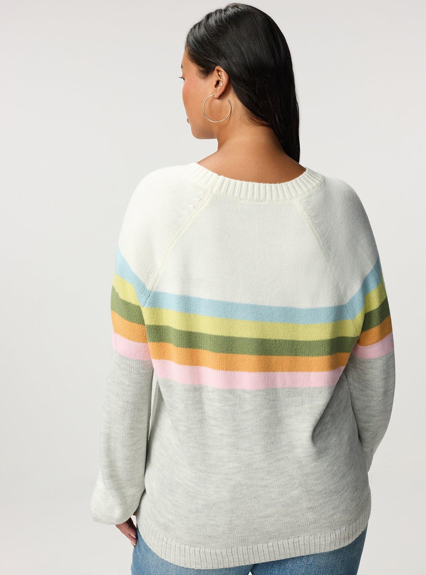 Crew Pullover Sweater, SUNSET STRIPE, alternate