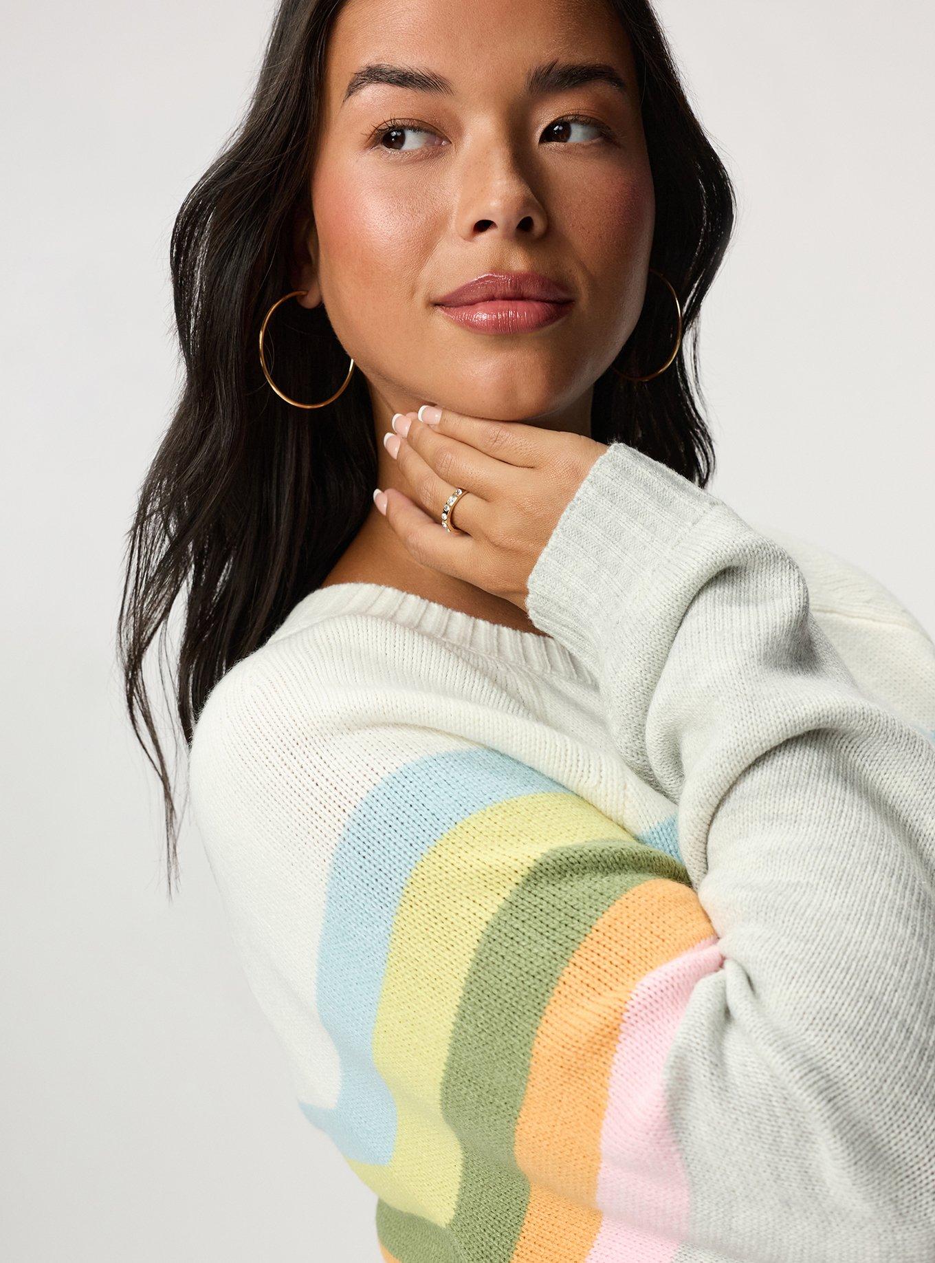 Crew Pullover Sweater, SUNSET STRIPE, alternate