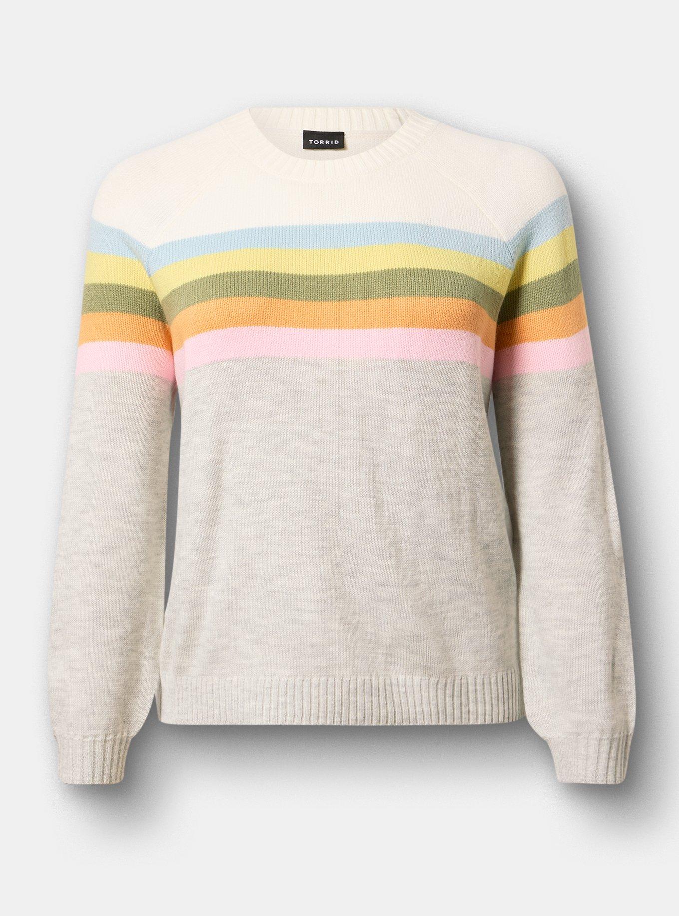 Crew Pullover Sweater, SUNSET STRIPE, flat
