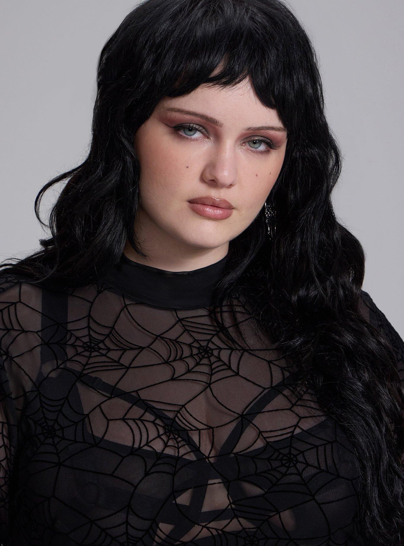 Nightfall Mesh Mock Neck Shirt, SPIDERWEBS BLACK MESH, alternate