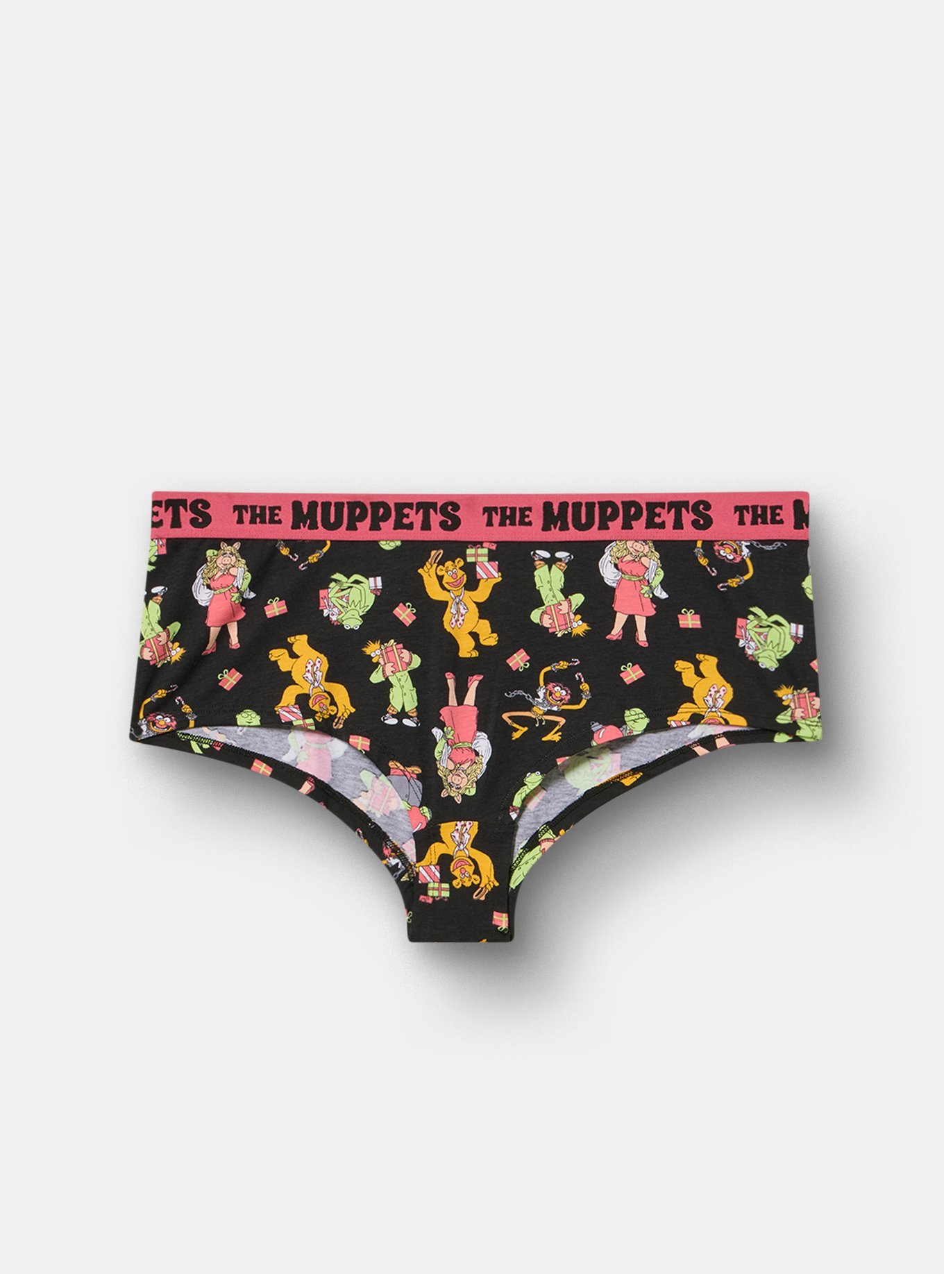 Plus Size Muppets Christmas Mid-Rise Cotton Boyshort Panty, MULTI, hi-res