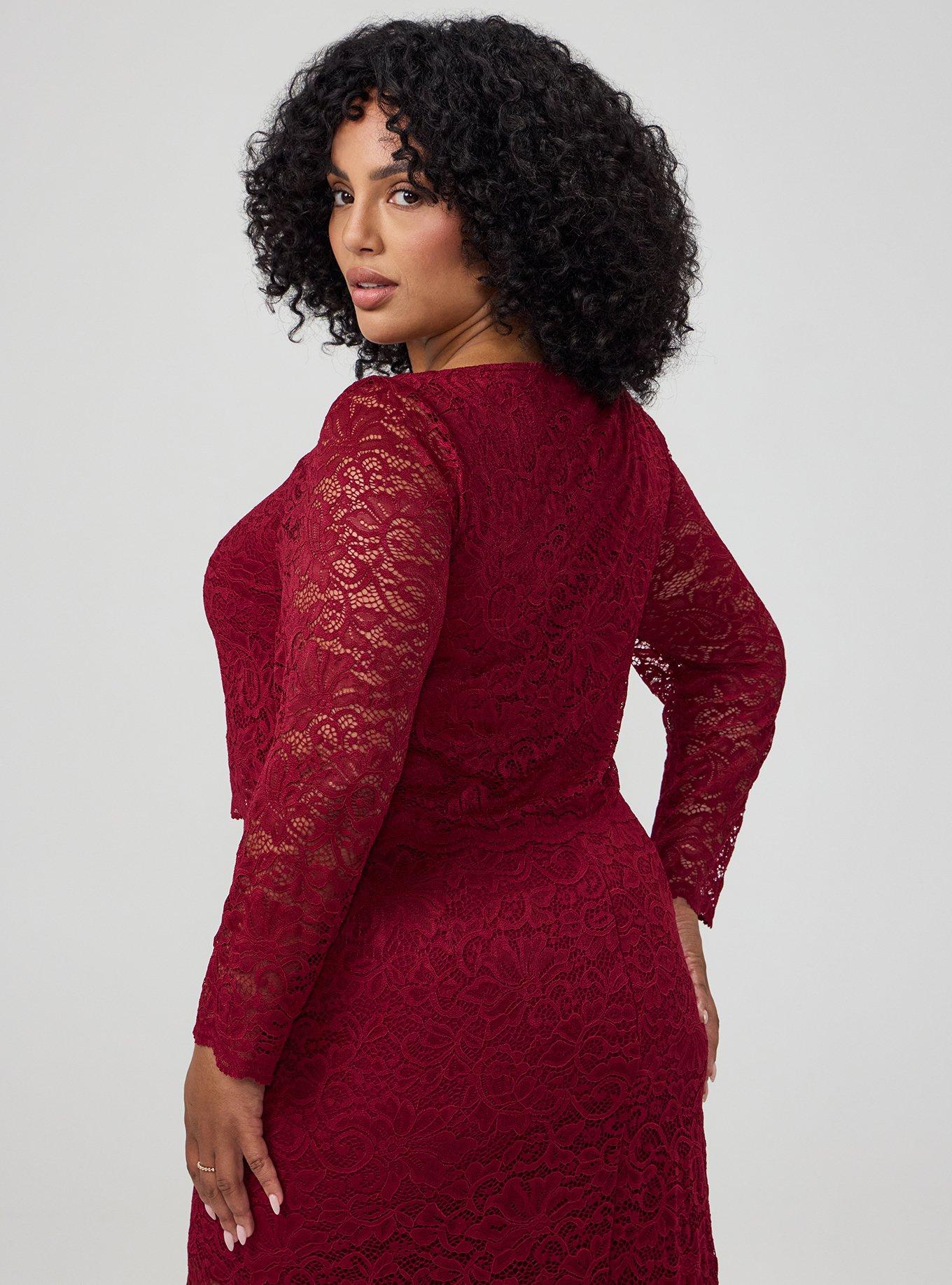 Studio Stretch Lace Crop Top, RUMBA RED, alternate